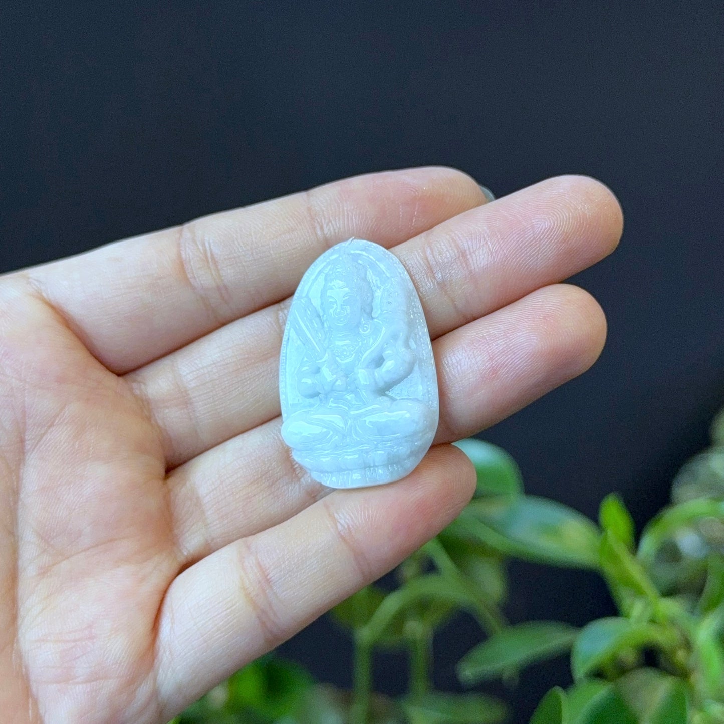 Hu Ko Protection Buddha Natural Jadeite Jade Pendant - Year of Tiger and Buffalo