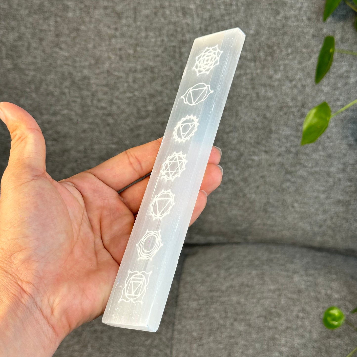 Natural Selenite 7 Chakra Slab