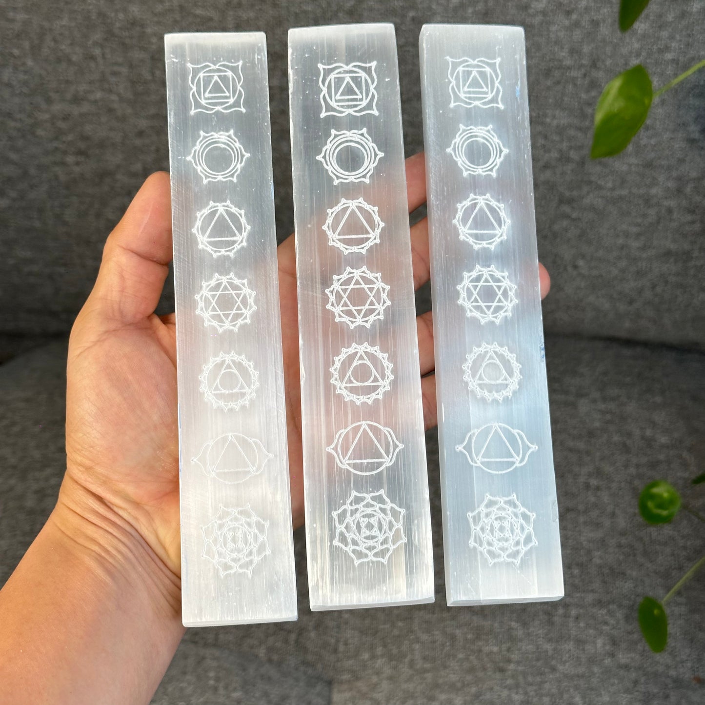 Natural Selenite 7 Chakra Slab