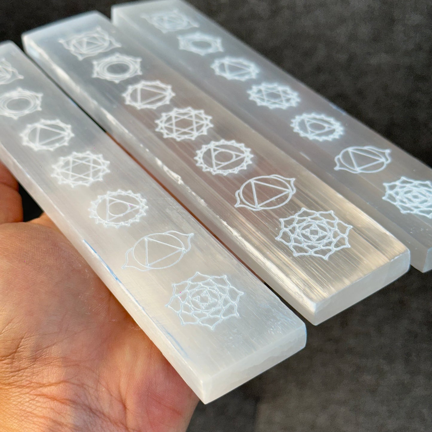 Natural Selenite 7 Chakra Slab