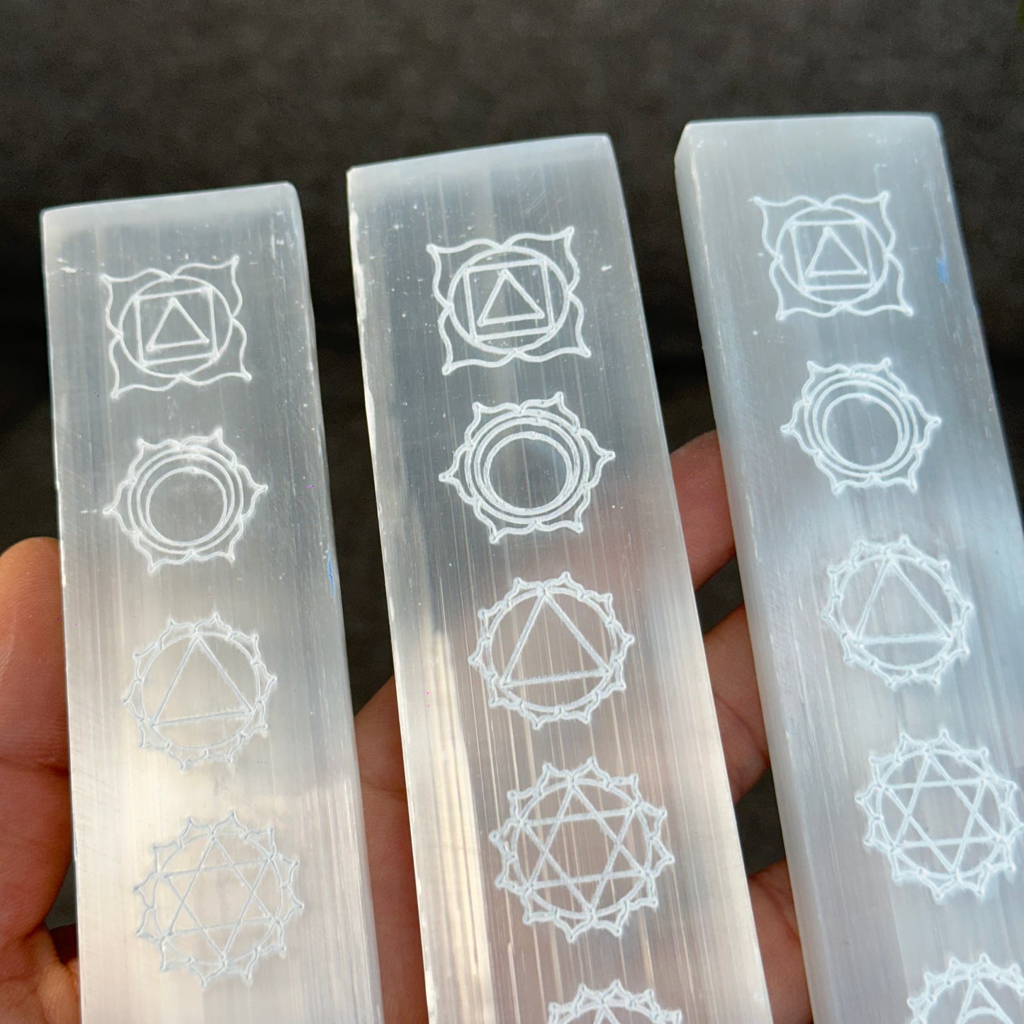 Natural Selenite 7 Chakra Slab