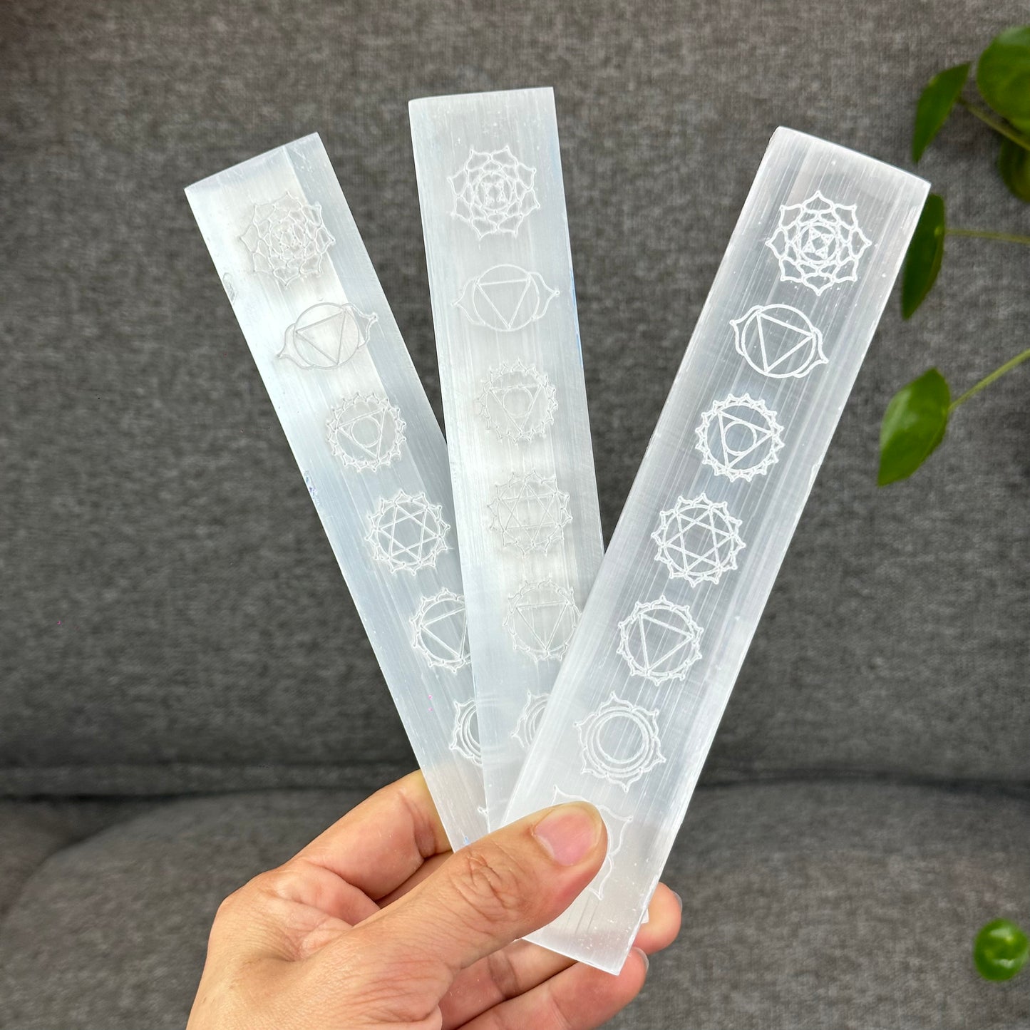 Natural Selenite 7 Chakra Slab