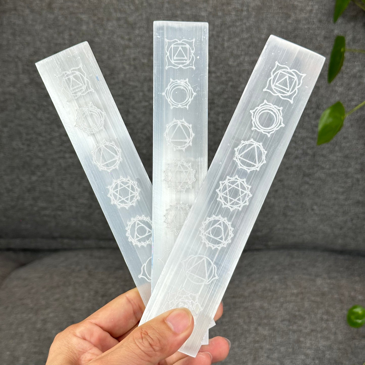 Natural Selenite 7 Chakra Slab