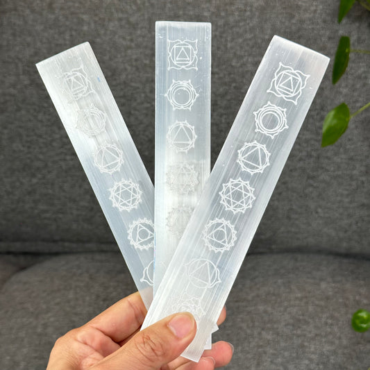 Natural Selenite 7 Chakra Slab