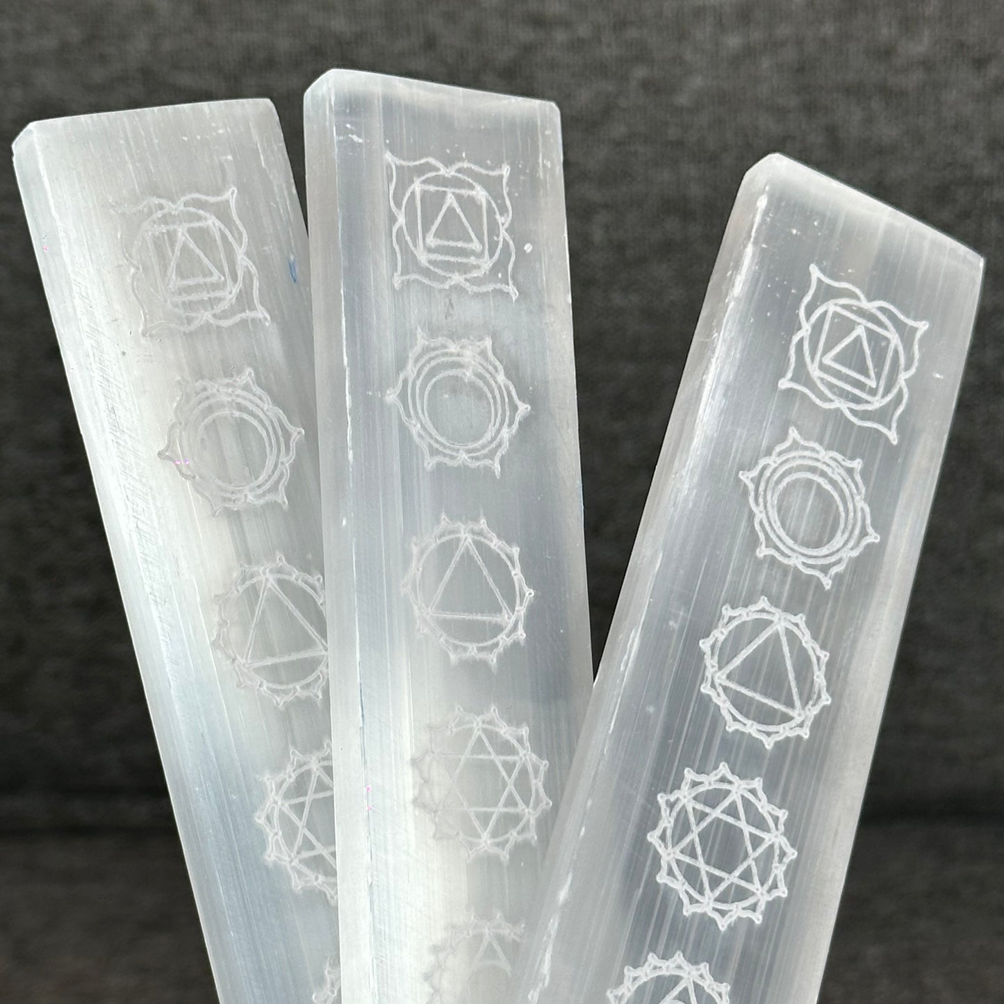 Natural Selenite 7 Chakra Slab