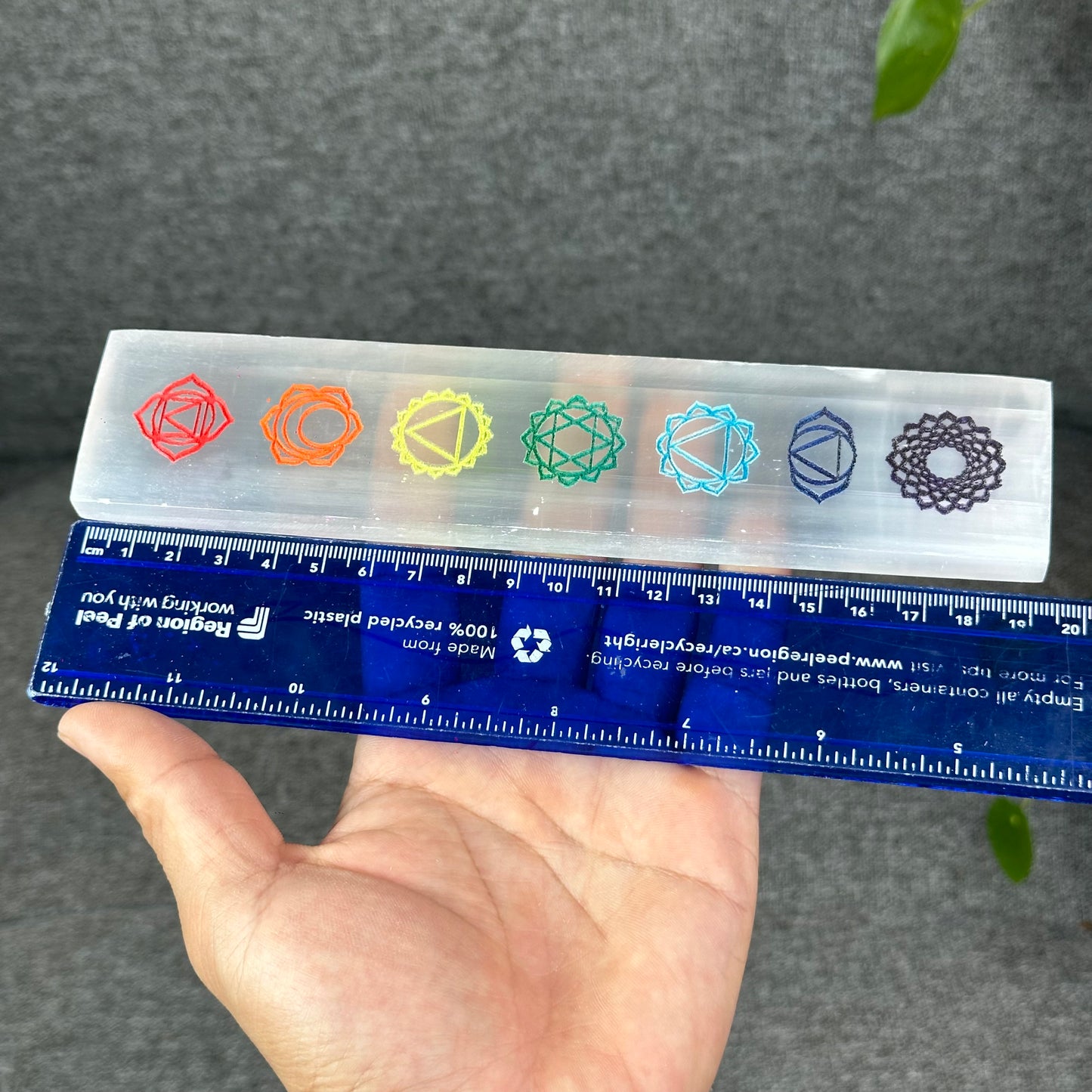 Natural Selenite 7 Chakra Slab