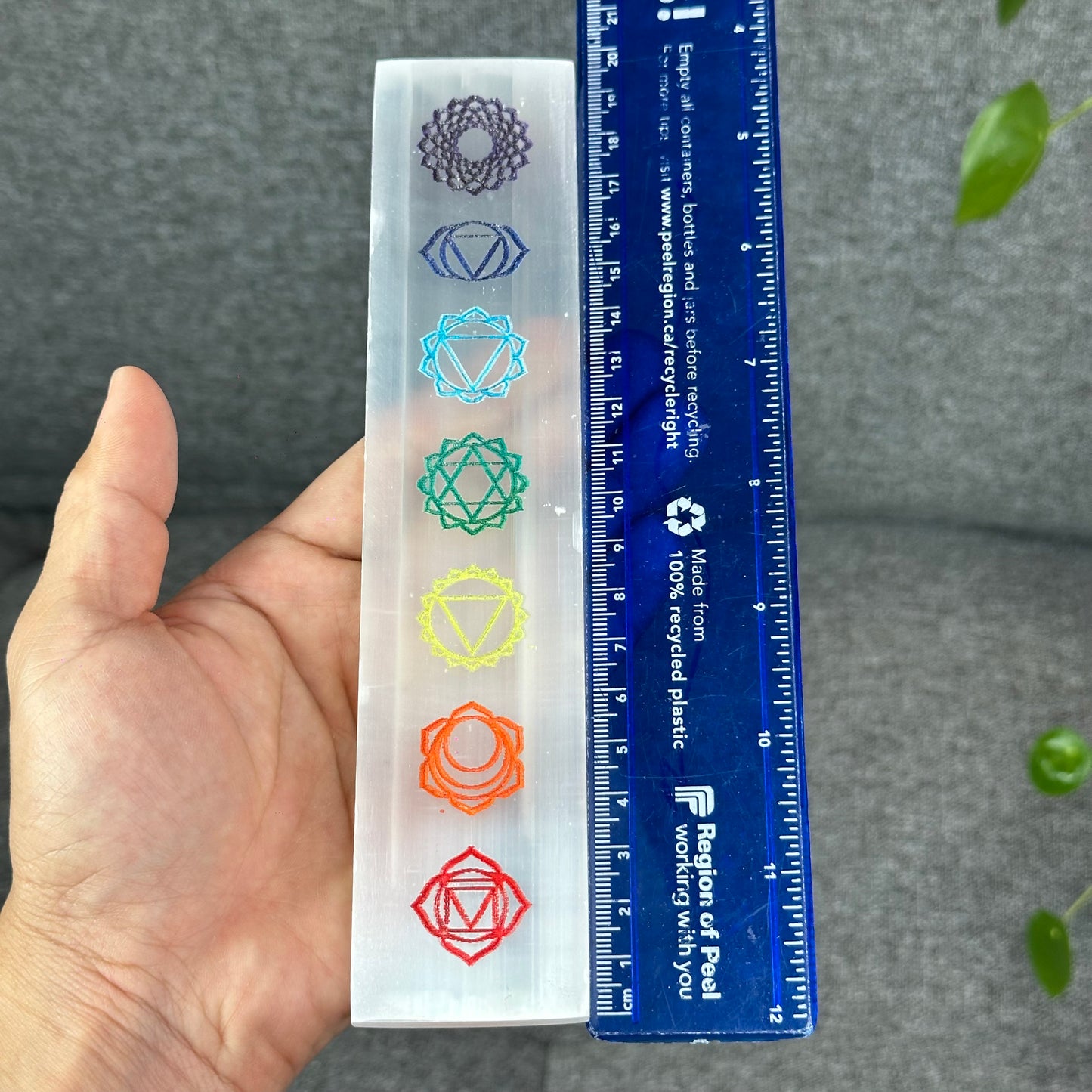 Natural Selenite 7 Chakra Slab