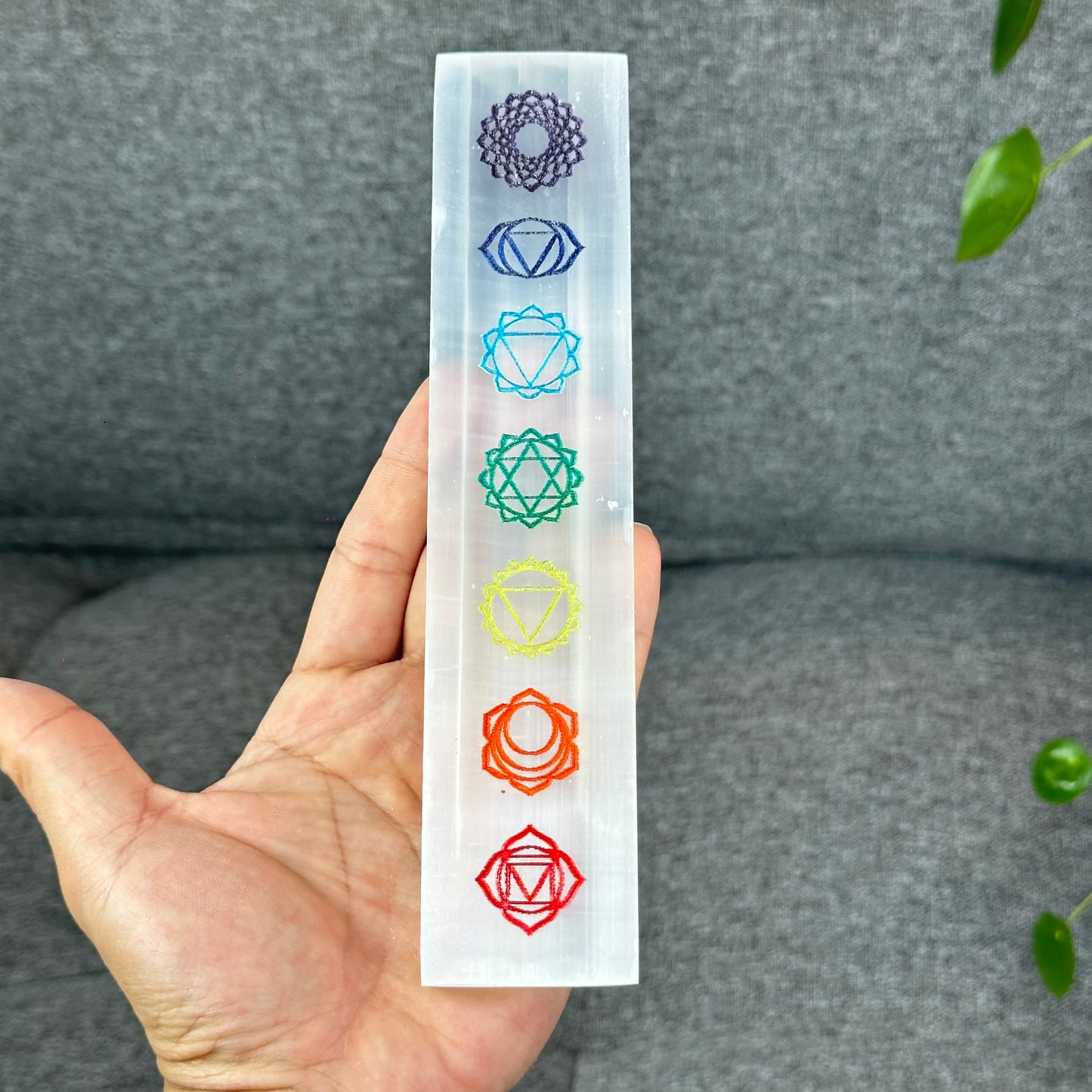 Natural Selenite 7 Chakra Slab