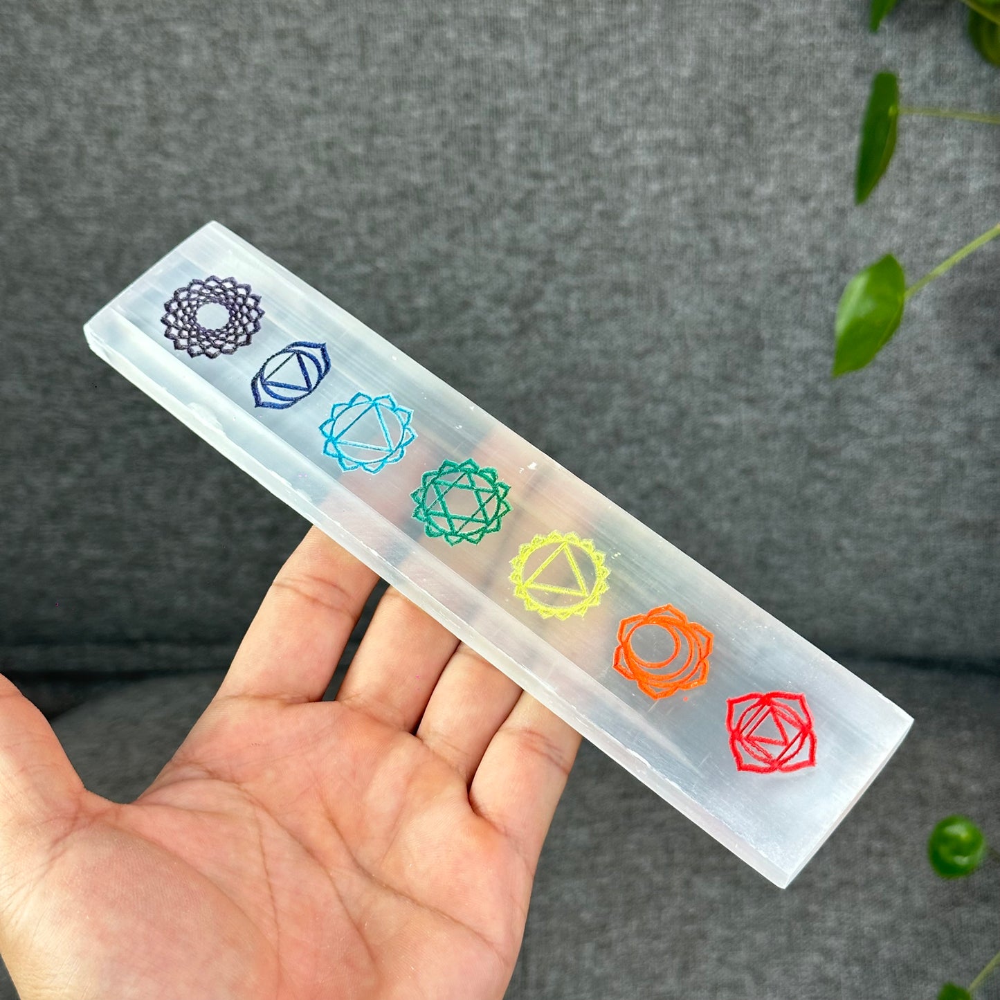 Natural Selenite 7 Chakra Slab