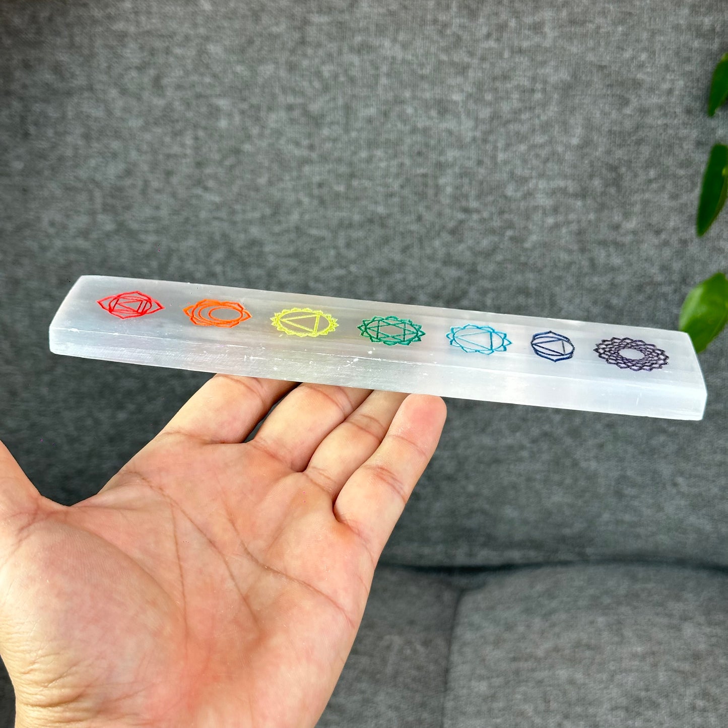 Natural Selenite 7 Chakra Slab