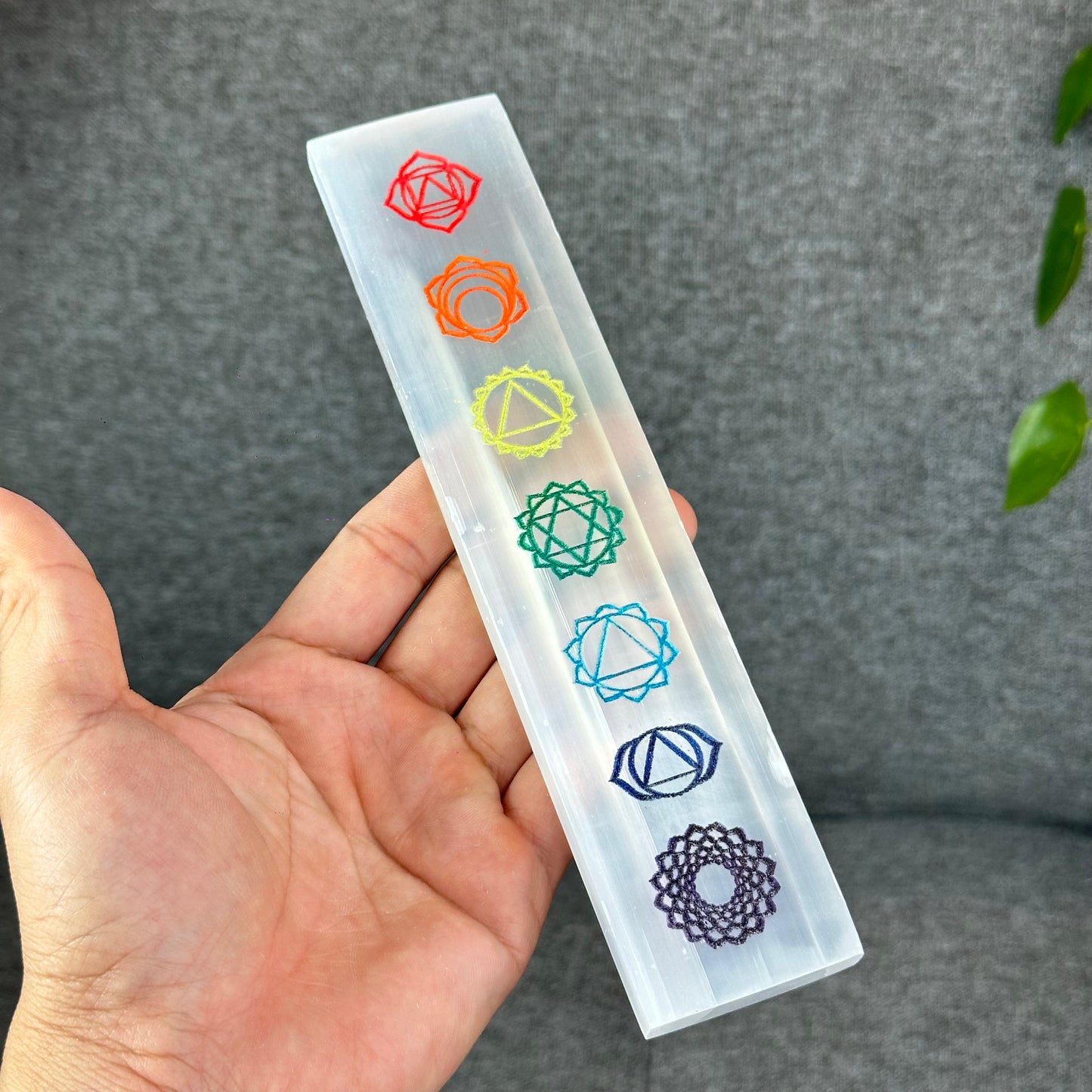 Natural Selenite 7 Chakra Slab