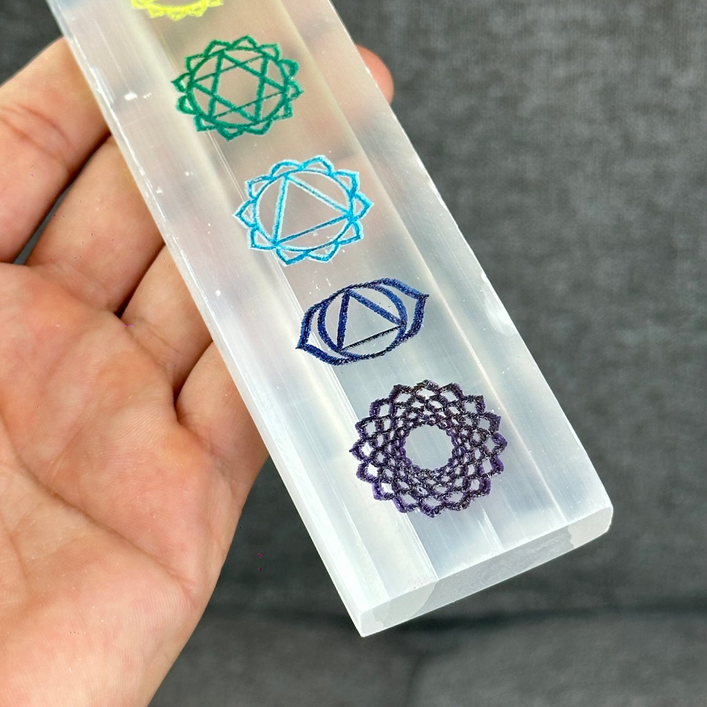 Natural Selenite 7 Chakra Slab