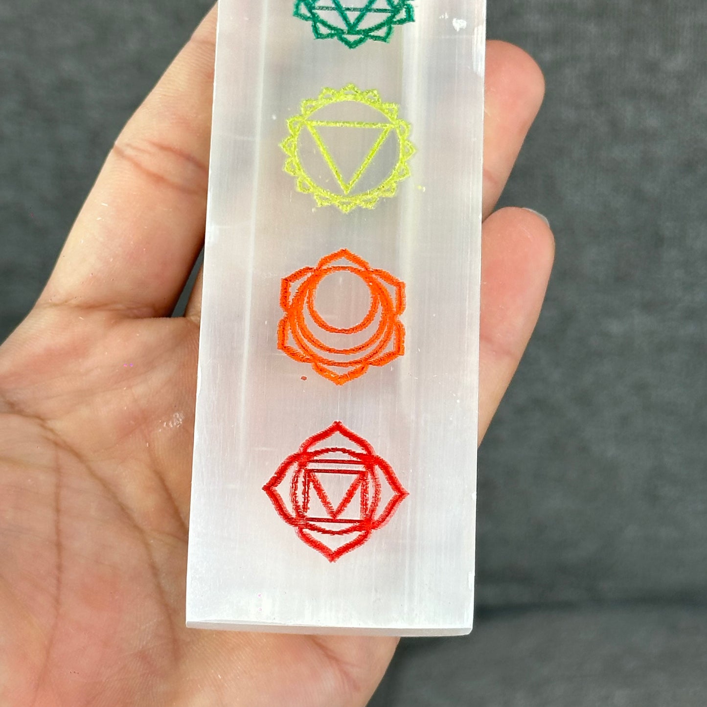 Natural Selenite 7 Chakra Slab