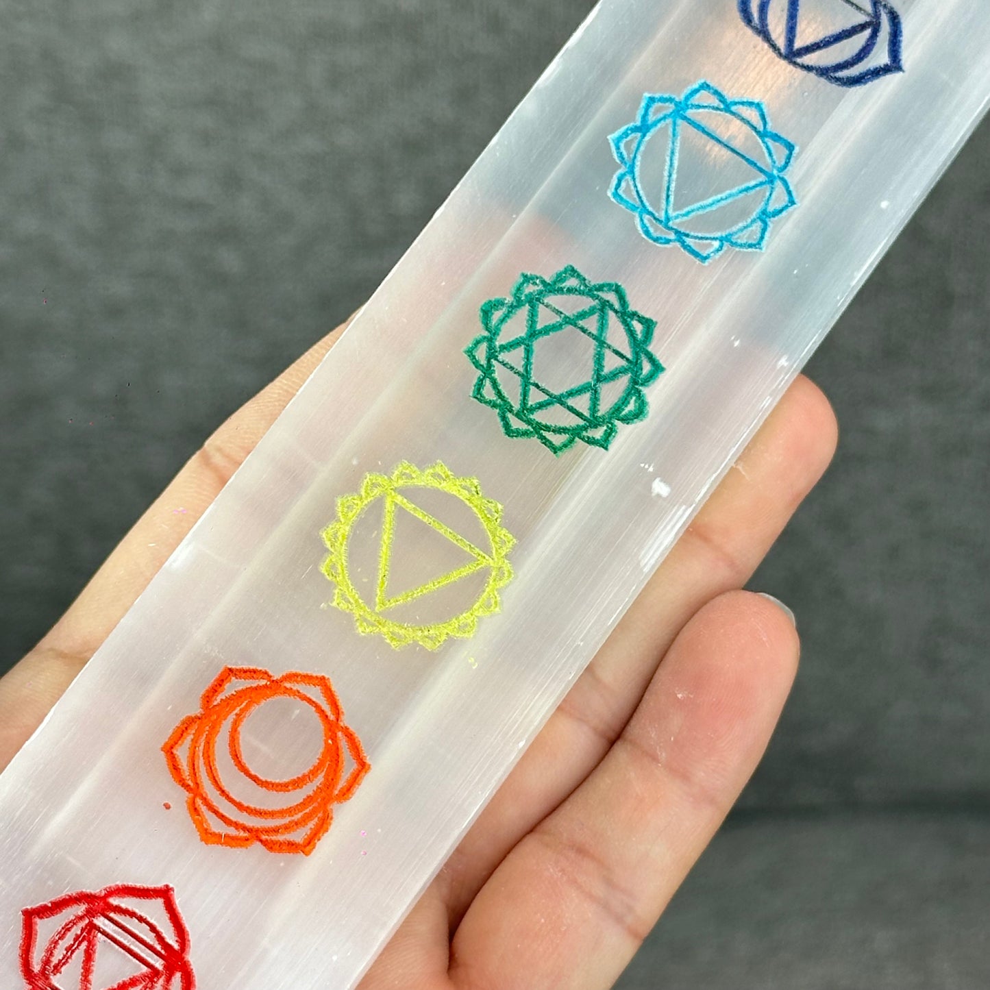 Natural Selenite 7 Chakra Slab