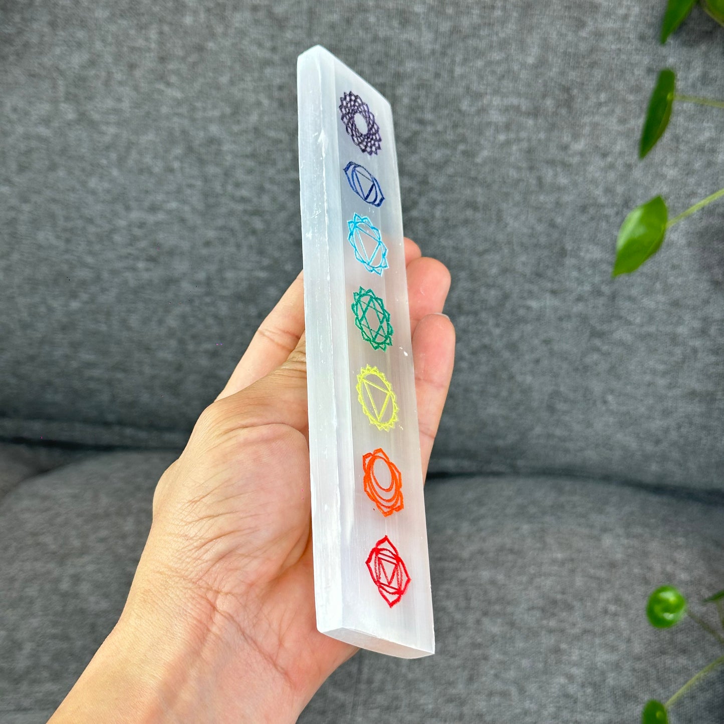 Natural Selenite 7 Chakra Slab
