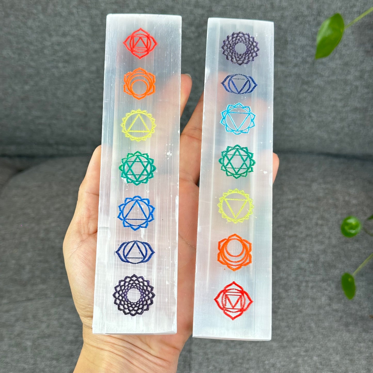 Natural Selenite 7 Chakra Slab