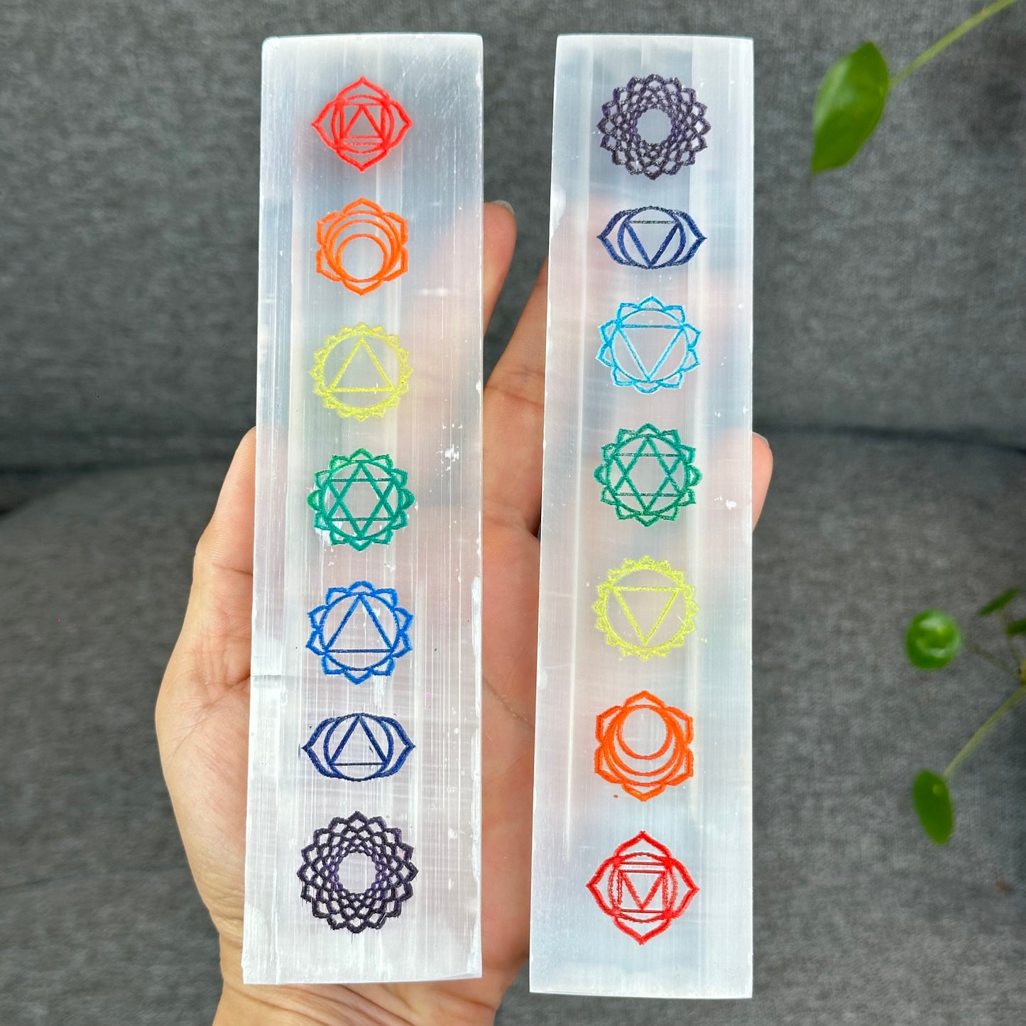 Natural Selenite 7 Chakra Slab