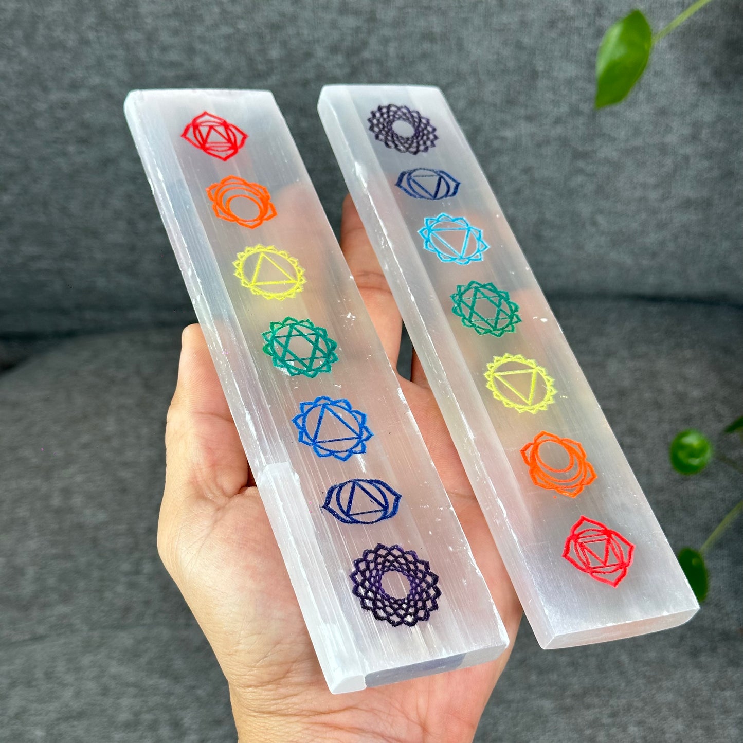 Natural Selenite 7 Chakra Slab