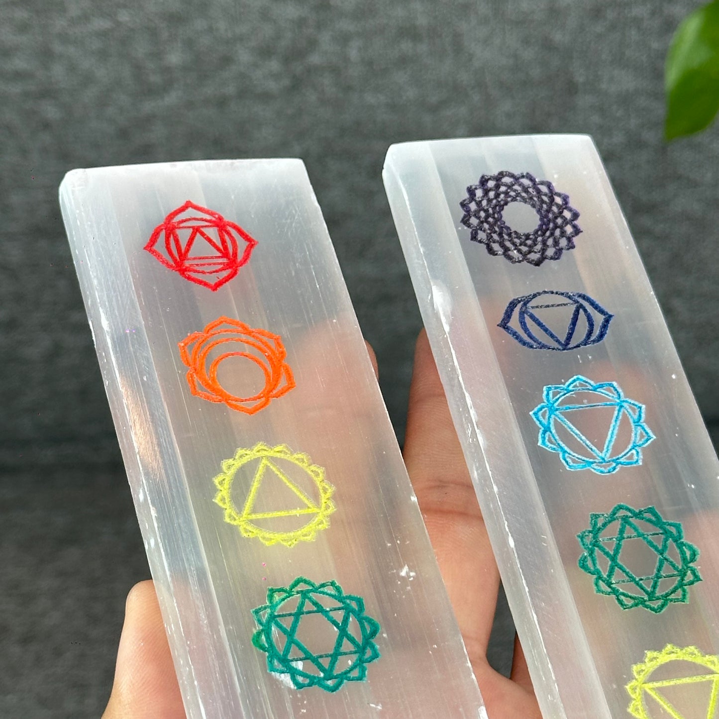 Natural Selenite 7 Chakra Slab