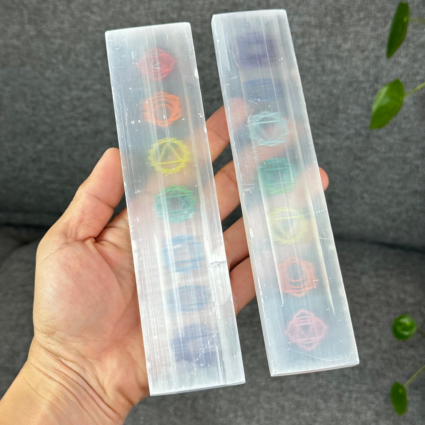Natural Selenite 7 Chakra Slab
