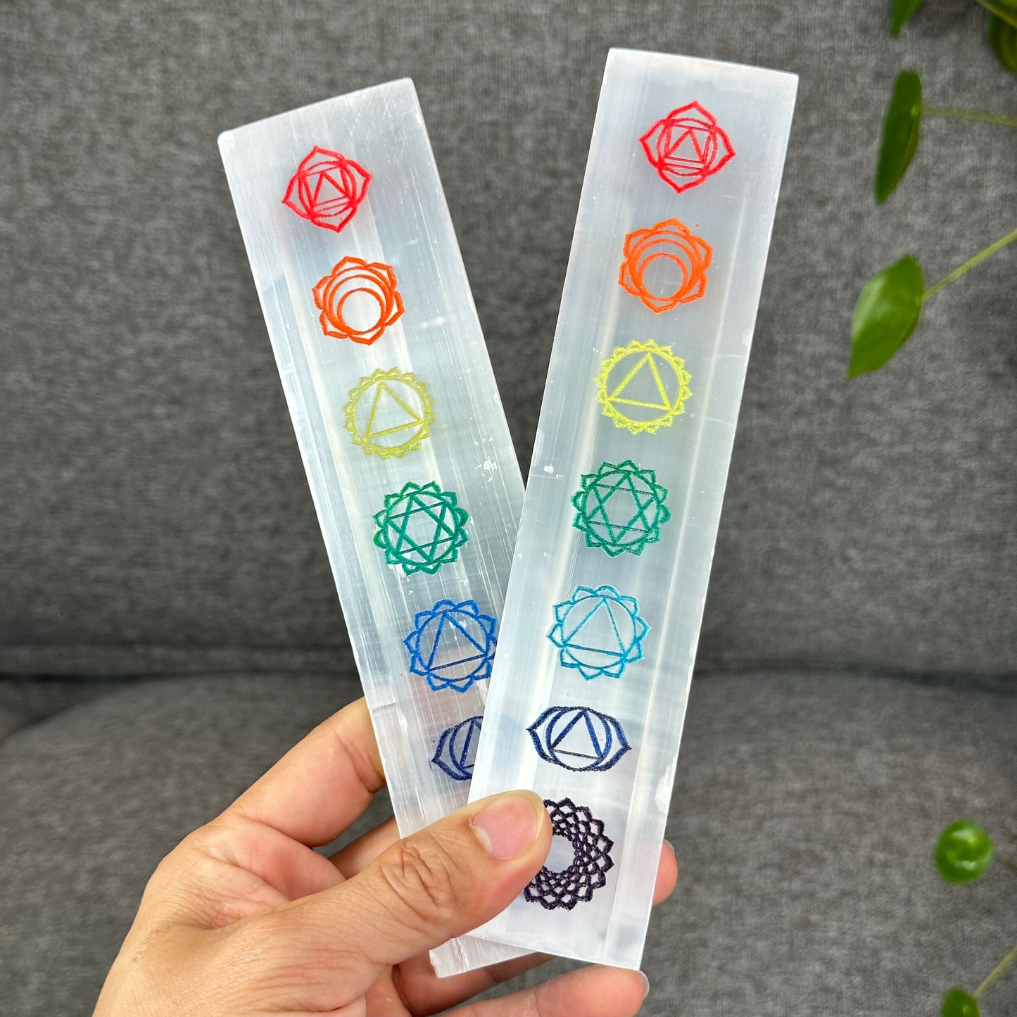 Natural Selenite 7 Chakra Slab