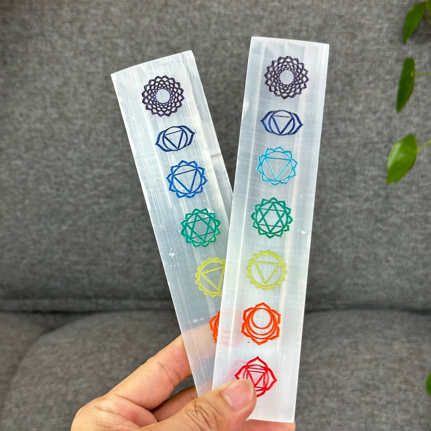 Natural Selenite 7 Chakra Slab