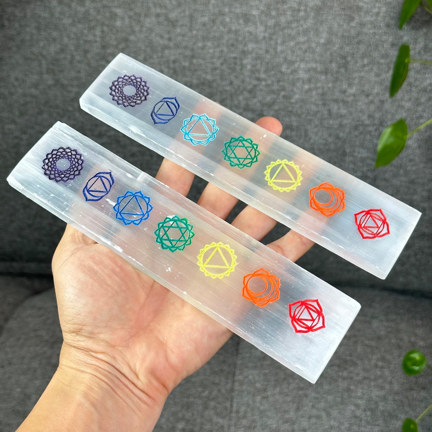 Natural Selenite 7 Chakra Slab