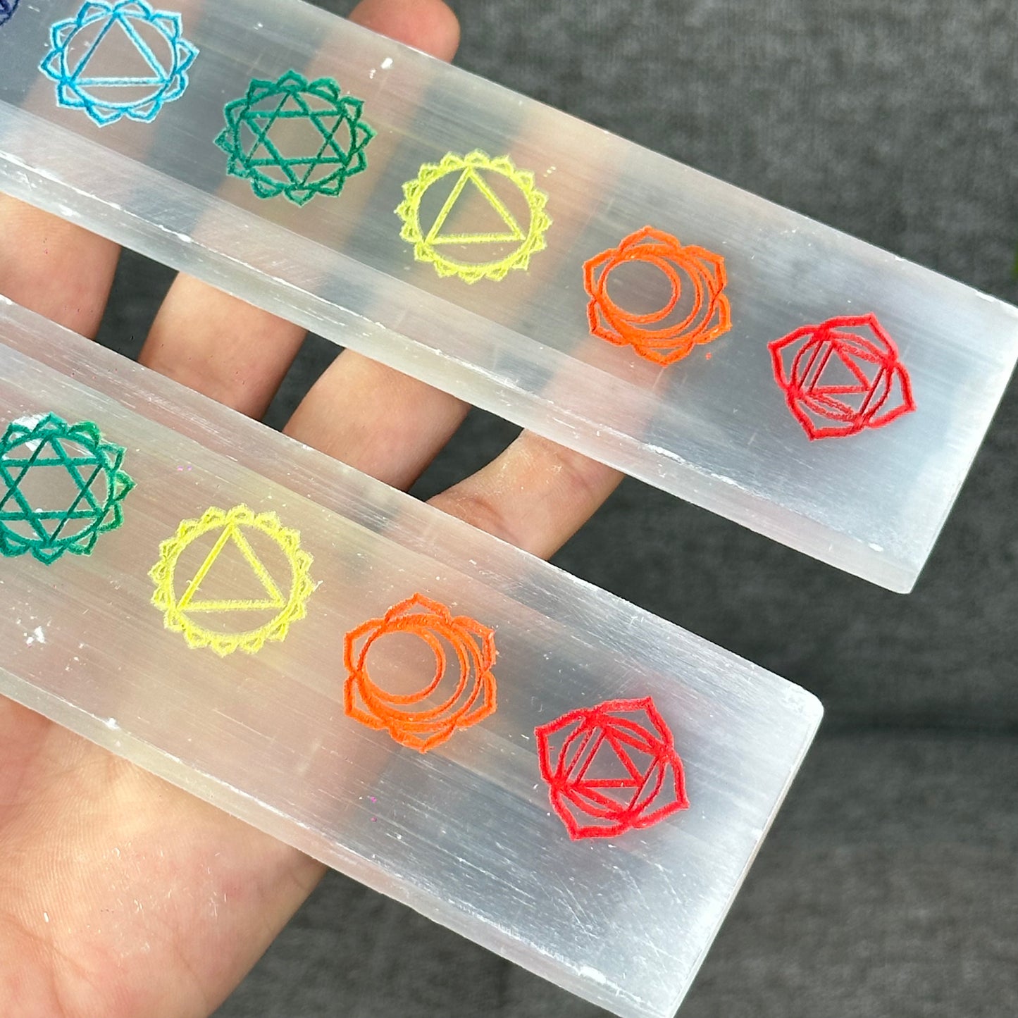 Natural Selenite 7 Chakra Slab