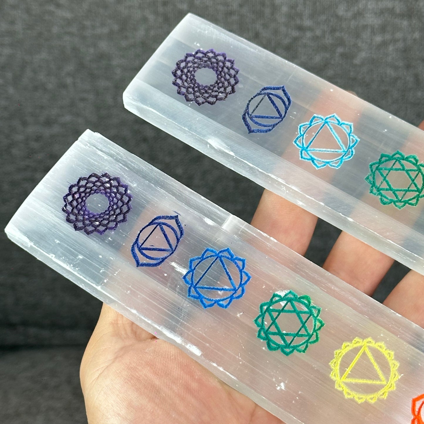 Natural Selenite 7 Chakra Slab