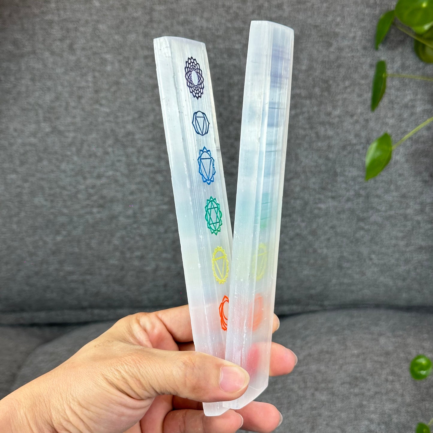 Natural Selenite 7 Chakra Slab