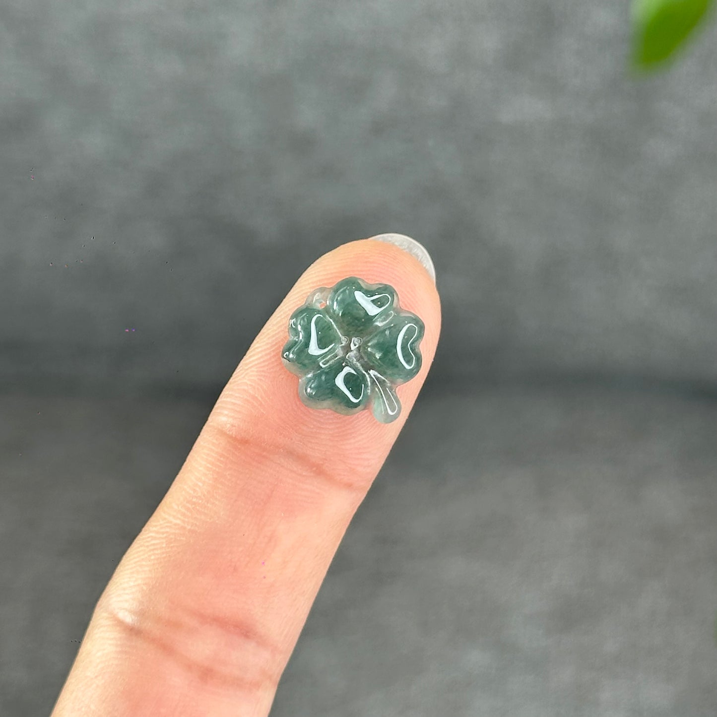 Natural Water Green Four Leaf Clover Jadeite Jade Charm
