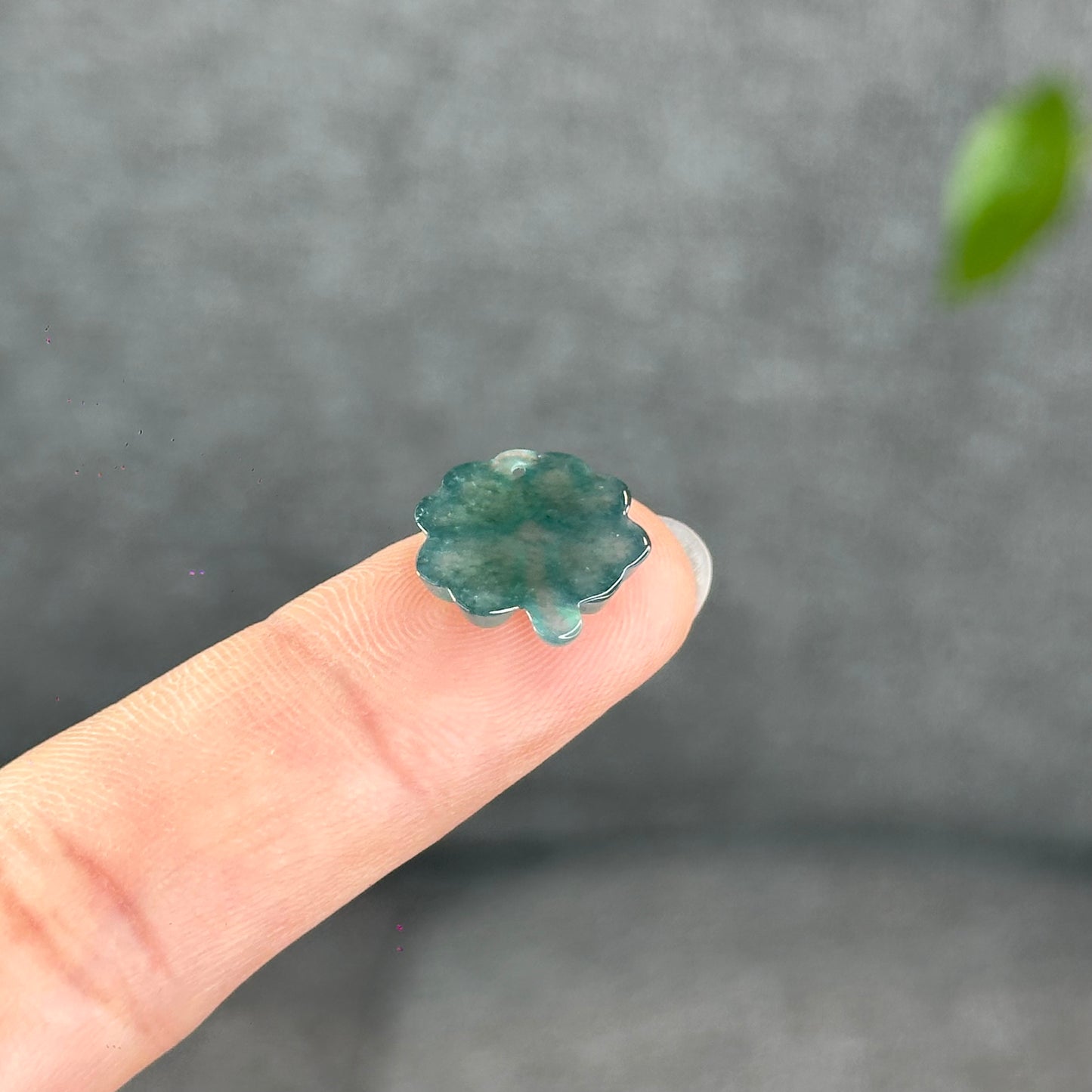 Natural Water Green Four Leaf Clover Jadeite Jade Charm
