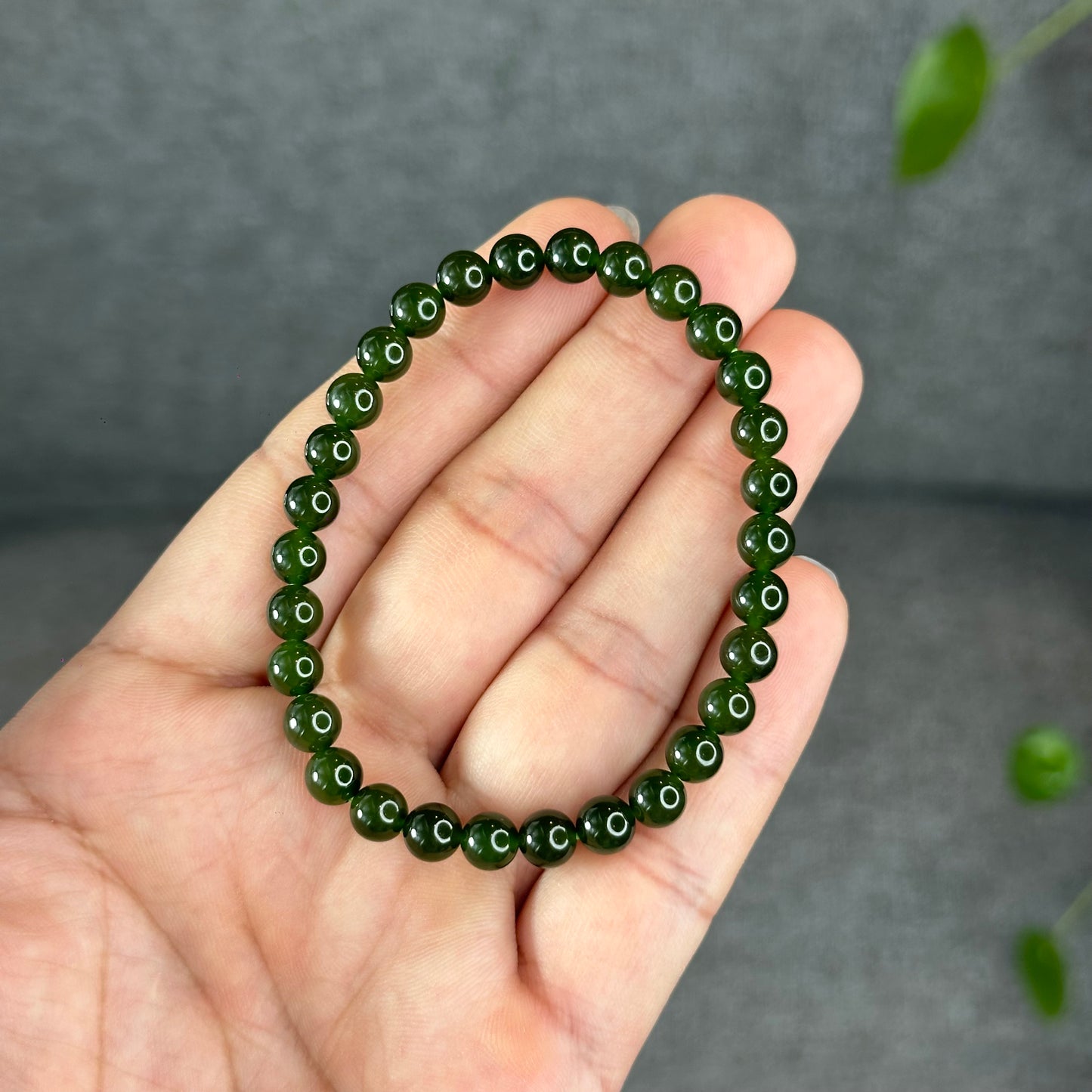 Natural Nephrite Jade Bracelet 6 mm