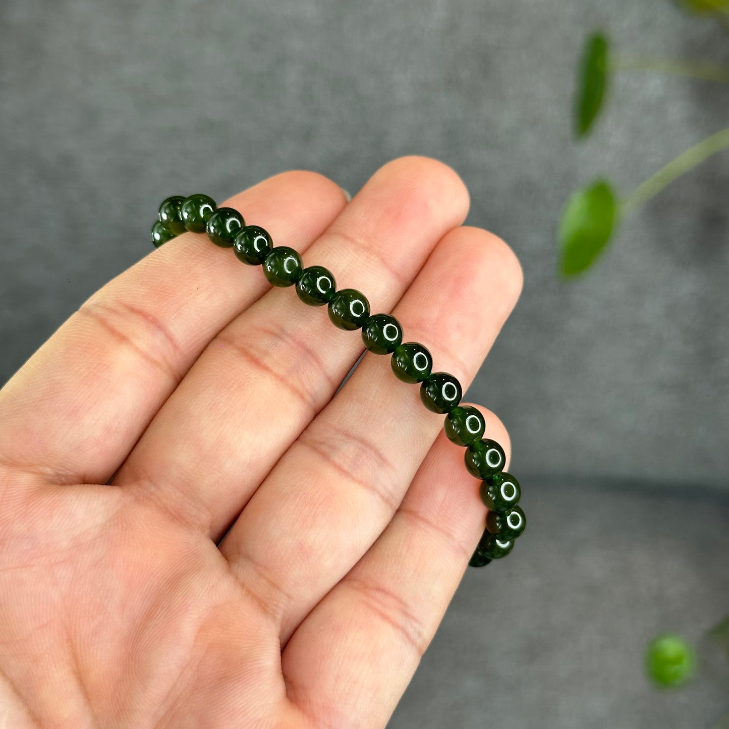 Natural Nephrite Jade Bracelet 6 mm