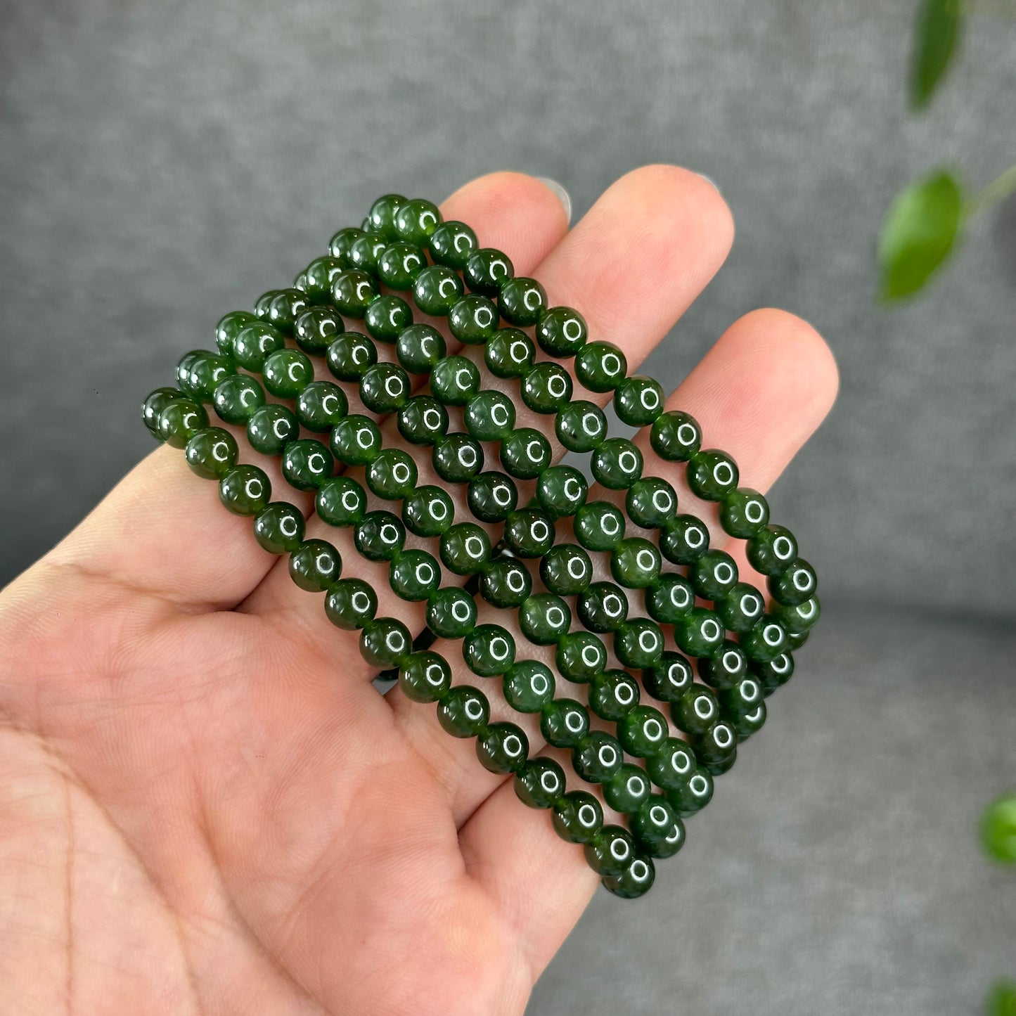 Natural Nephrite Jade Bracelet 6 mm