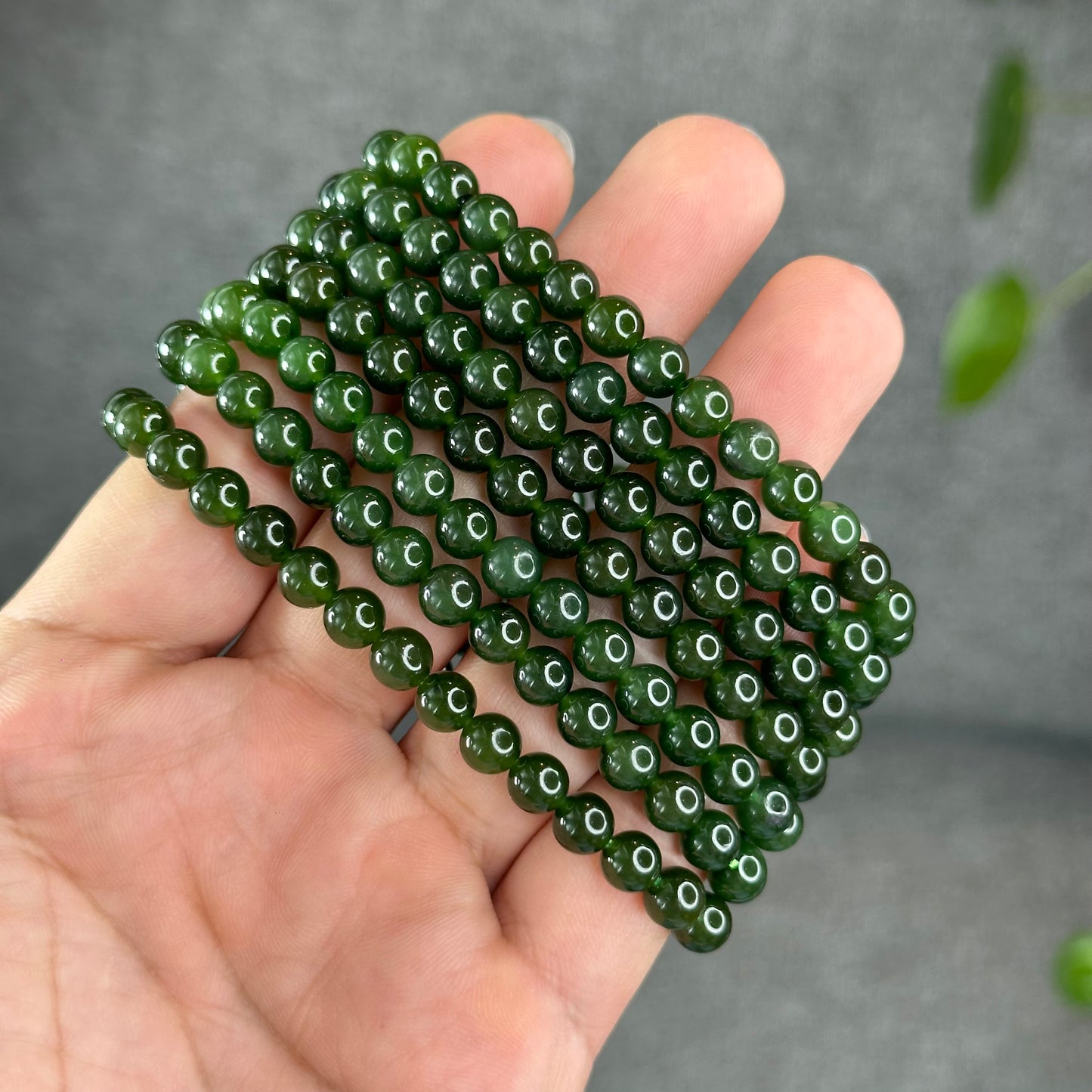 Natural Nephrite Jade Bracelet 6 mm