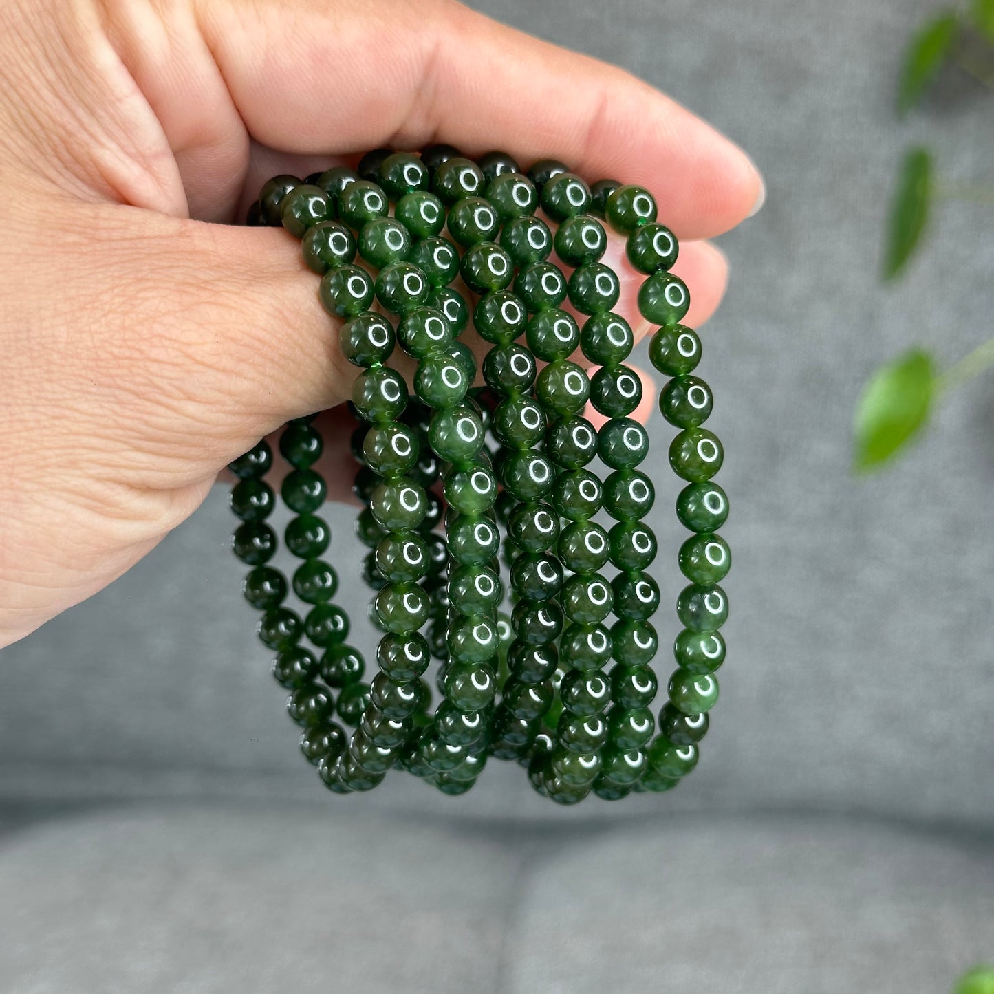 Natural Nephrite Jade Bracelet 6 mm