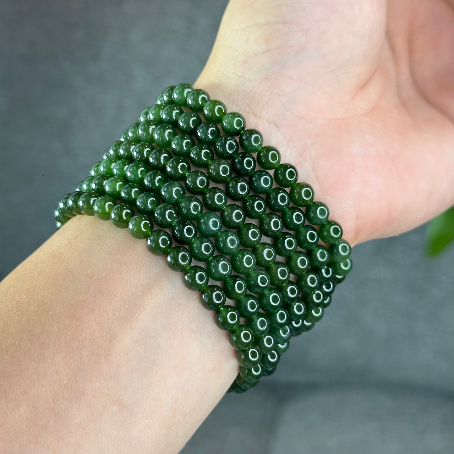 Natural Nephrite Jade Bracelet 6 mm