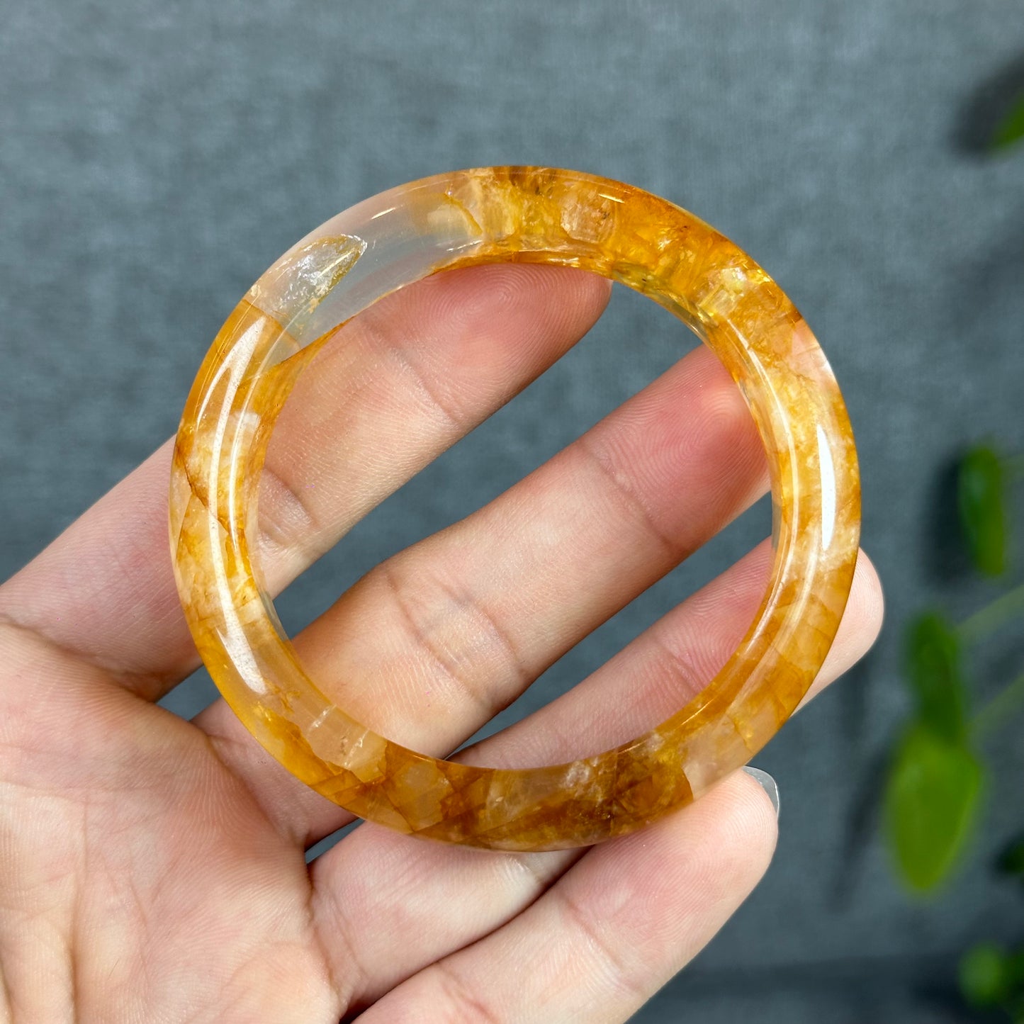 Natural Golden Healer Bangle Leaf Style Size 52 mm