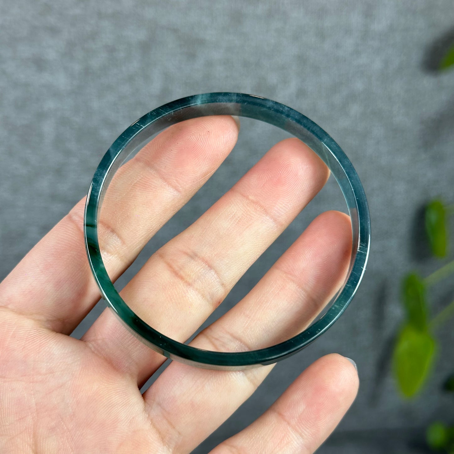 Water Blue Natural Jadeite Jade Bangle Square Style Size 60.5 mm