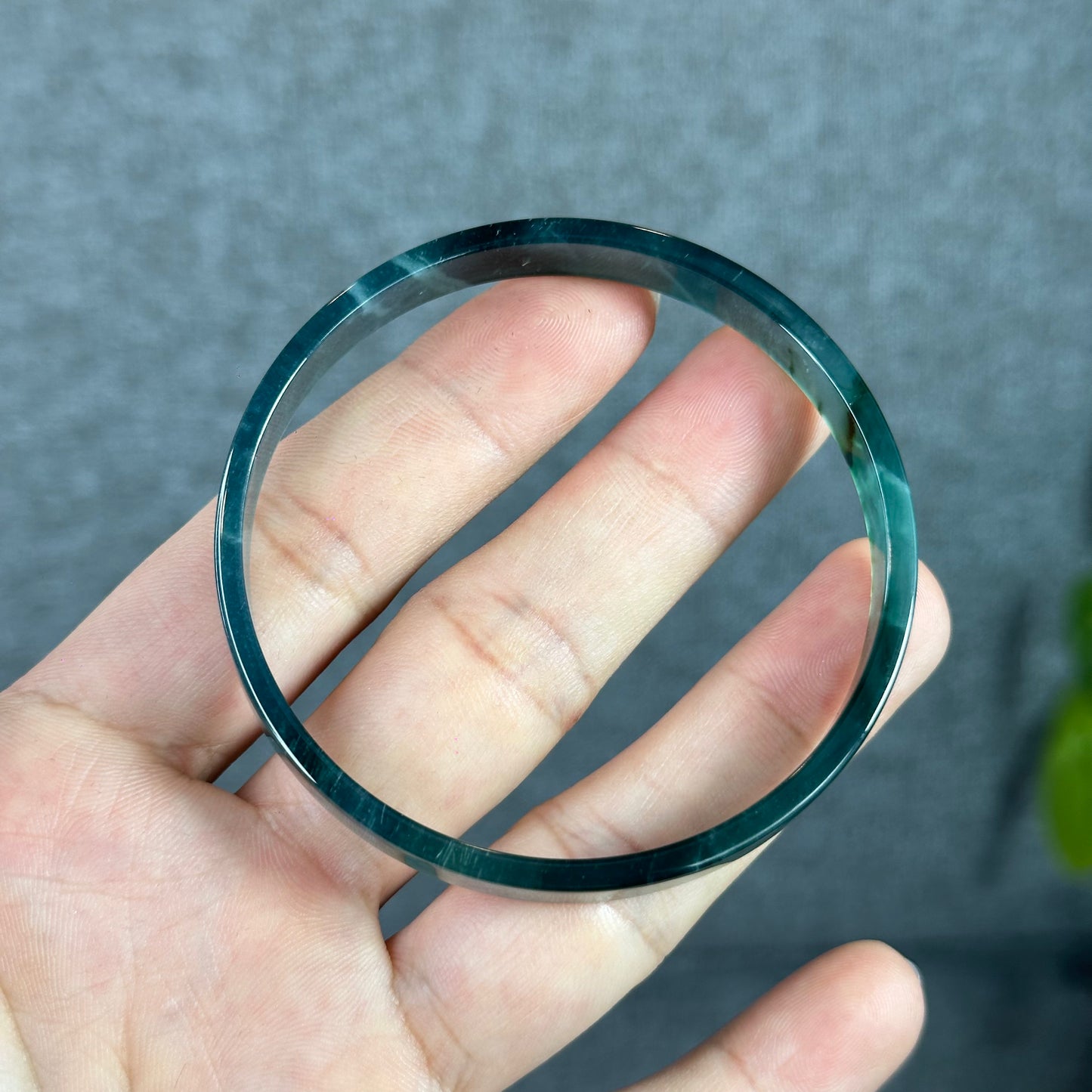 Water Blue Natural Jadeite Jade Bangle Square Style Size 60.5 mm