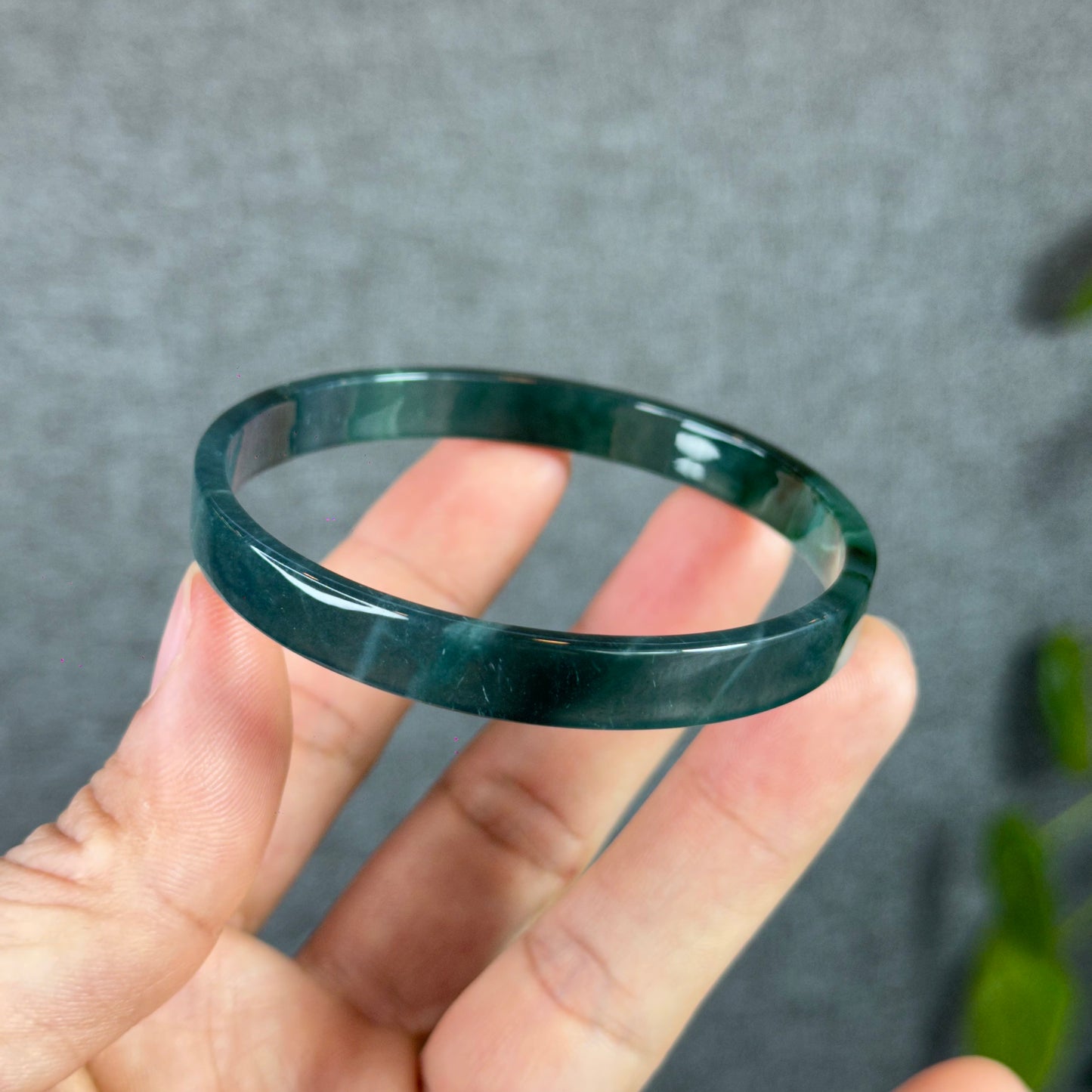 Water Blue Natural Jadeite Jade Bangle Square Style Size 60.5 mm