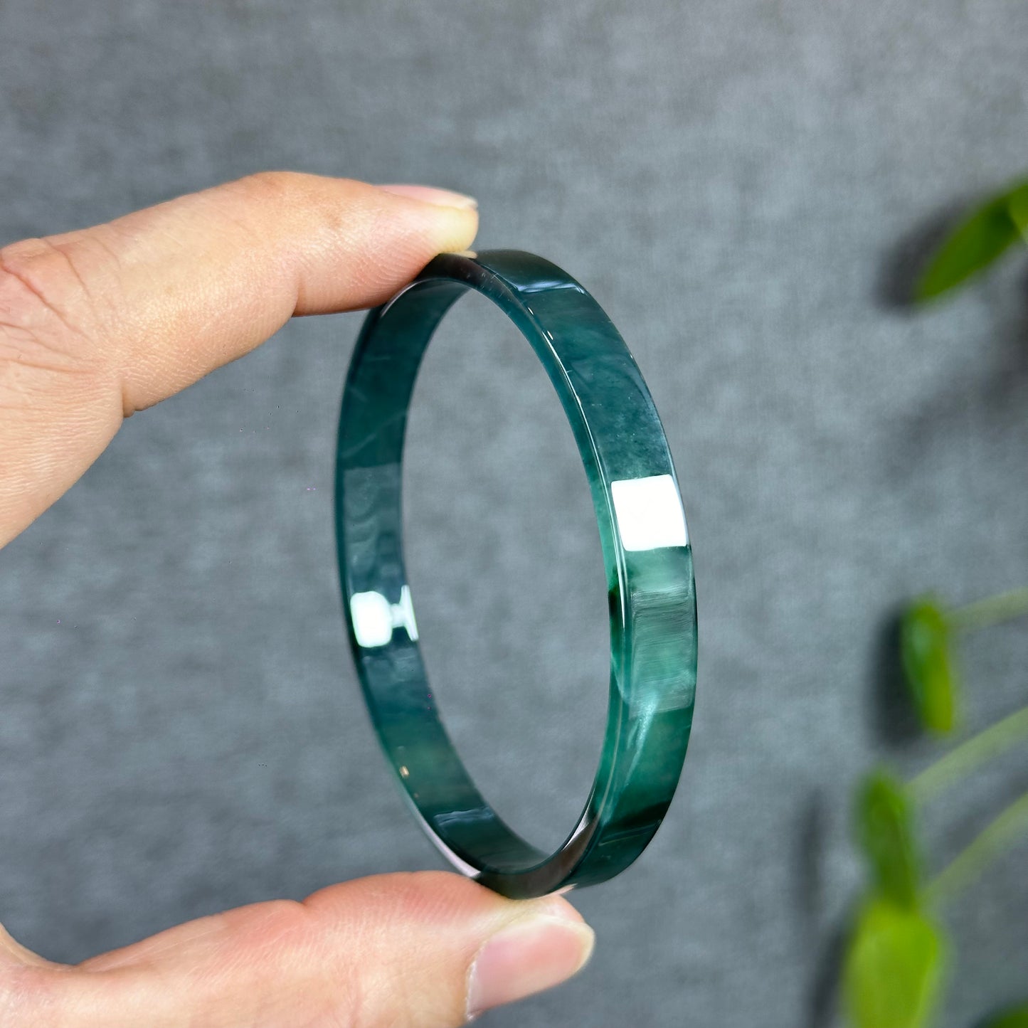 Water Blue Natural Jadeite Jade Bangle Square Style Size 60.5 mm