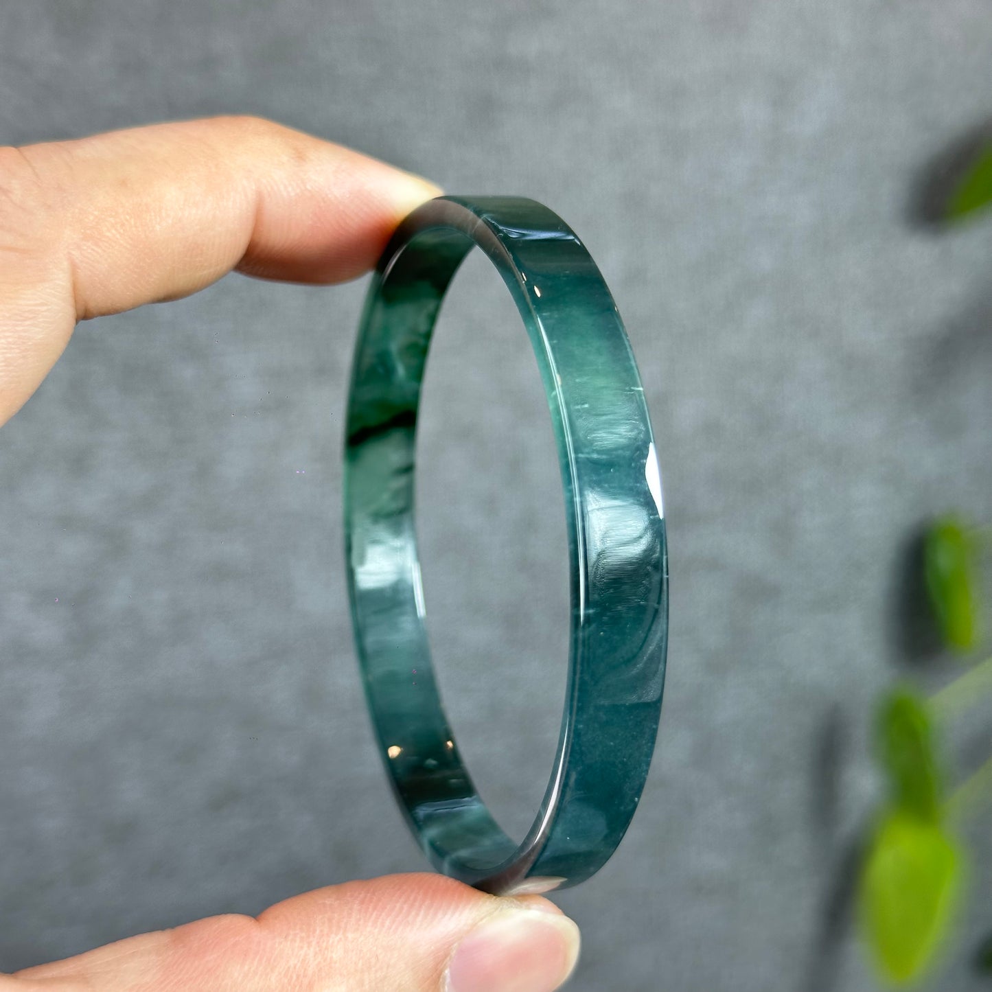Water Blue Natural Jadeite Jade Bangle Square Style Size 60.5 mm