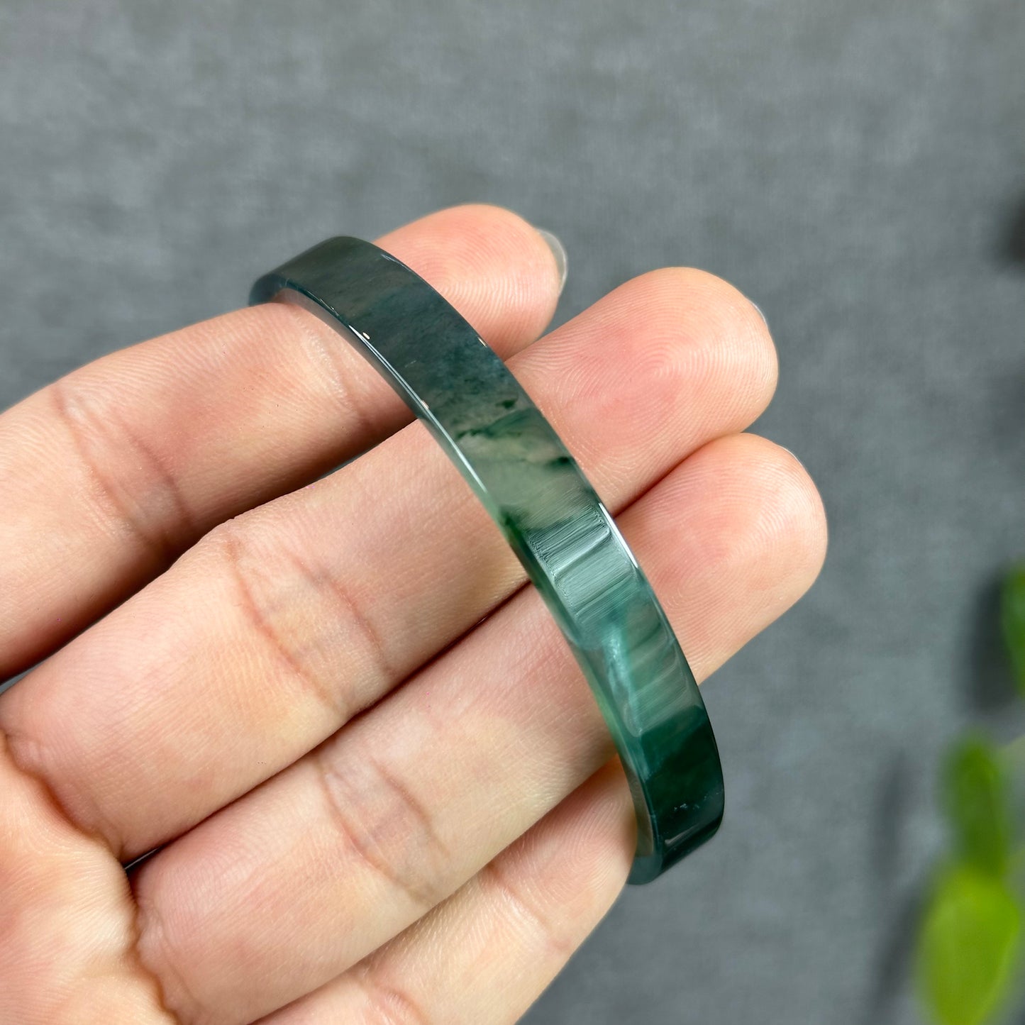 Water Blue Natural Jadeite Jade Bangle Square Style Size 60.5 mm