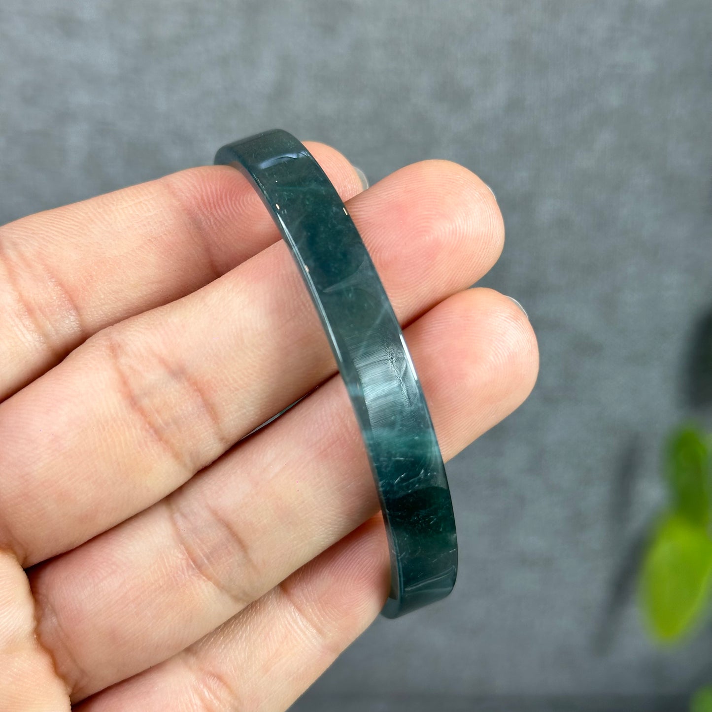 Water Blue Natural Jadeite Jade Bangle Square Style Size 60.5 mm