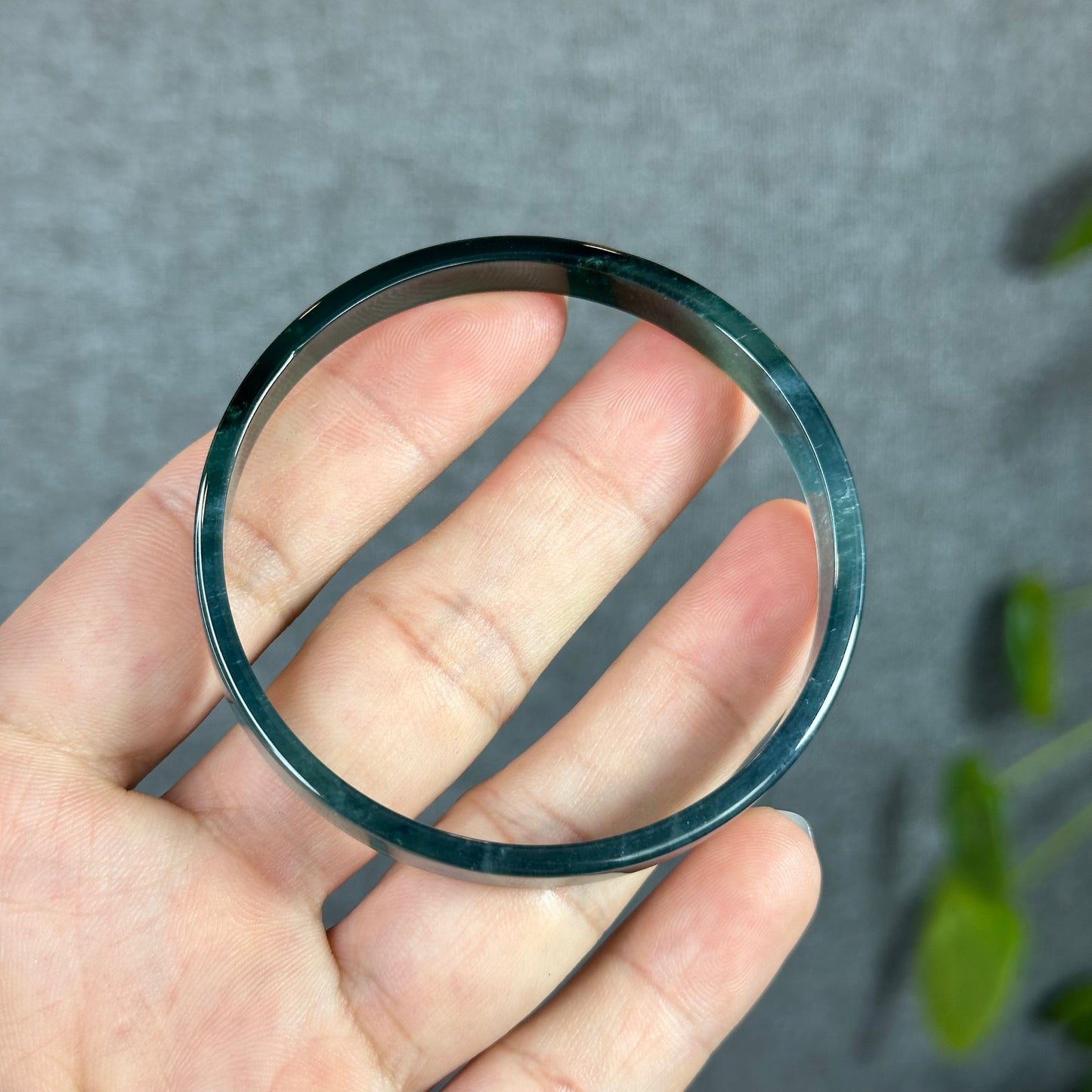 Water Blue Natural Jadeite Jade Bangle Square Style Size 57.5 mm