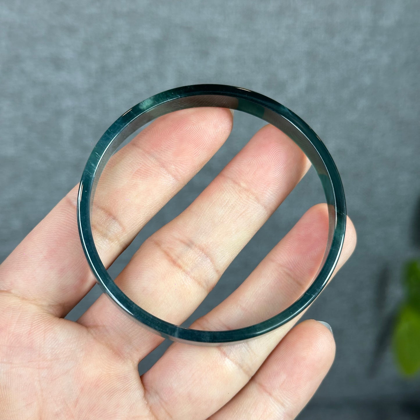 Water Blue Natural Jadeite Jade Bangle Square Style Size 57.5 mm
