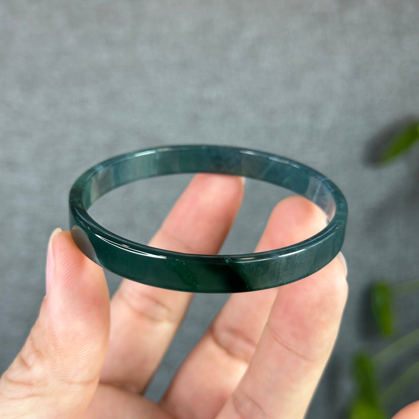 Water Blue Natural Jadeite Jade Bangle Square Style Size 57.5 mm