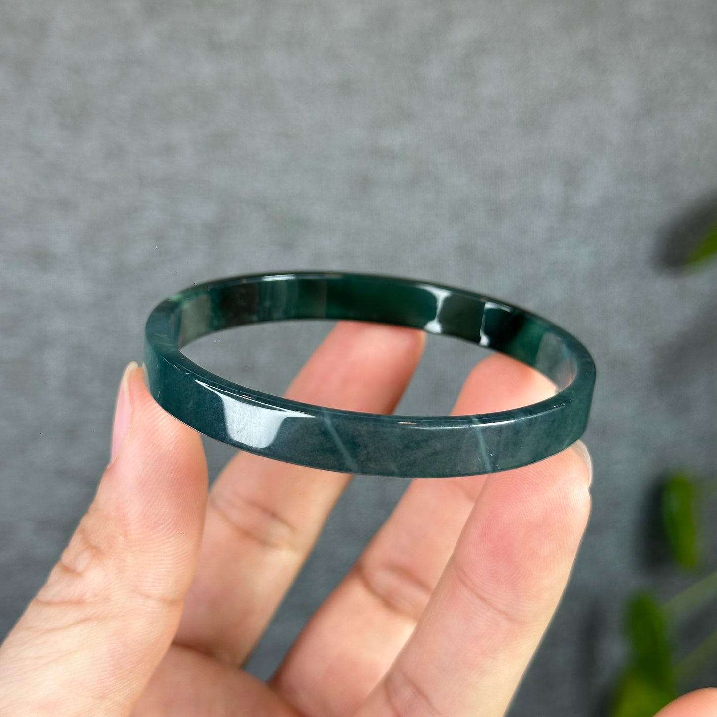 Water Blue Natural Jadeite Jade Bangle Square Style Size 57.5 mm